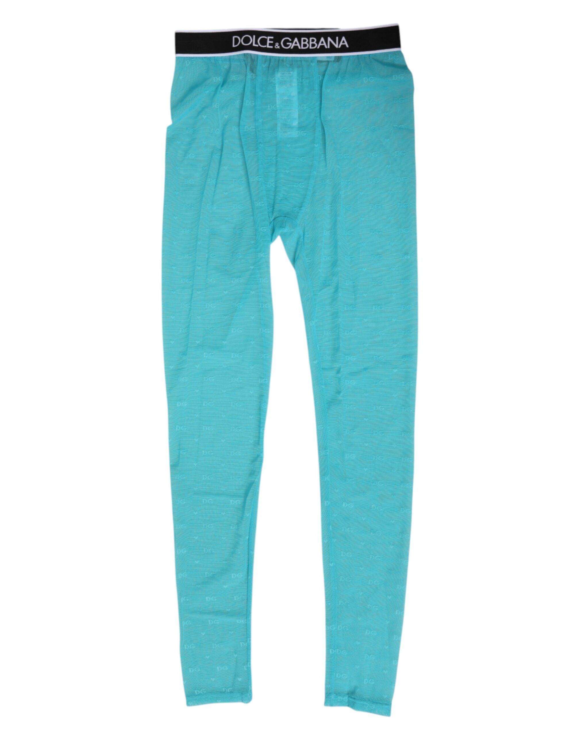 Dolce &amp; Gabbana Lyseblå Nylon Logo Blonde Leggings Bukser Undertøj