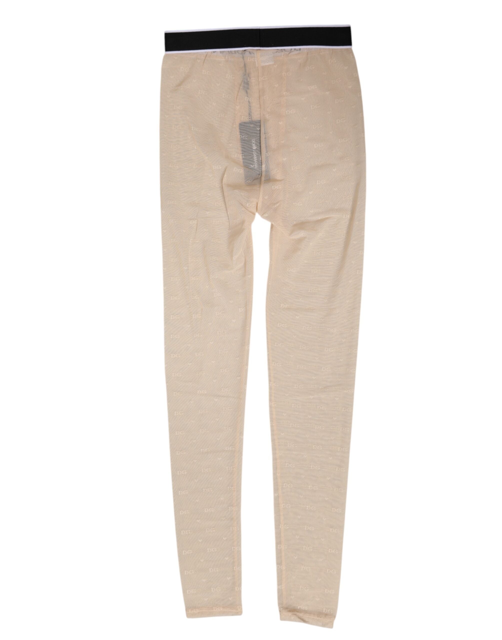 Dolce &amp; Gabbana Beige Nylon Logo Blonde Leggings Bukser Undertøj