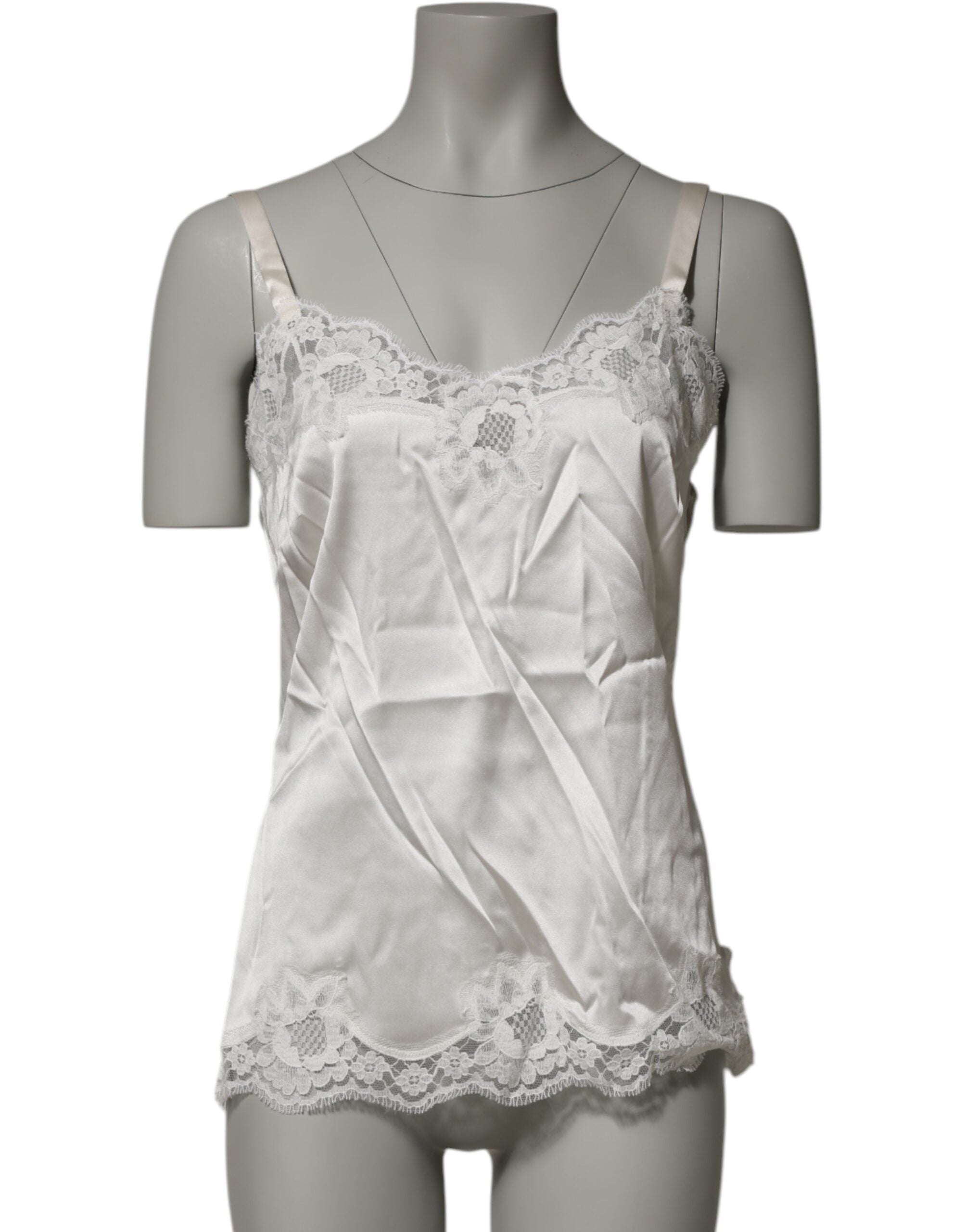 Dolce &amp; Gabbana Off White Blomsterblondertop Lingeri Undertøj
