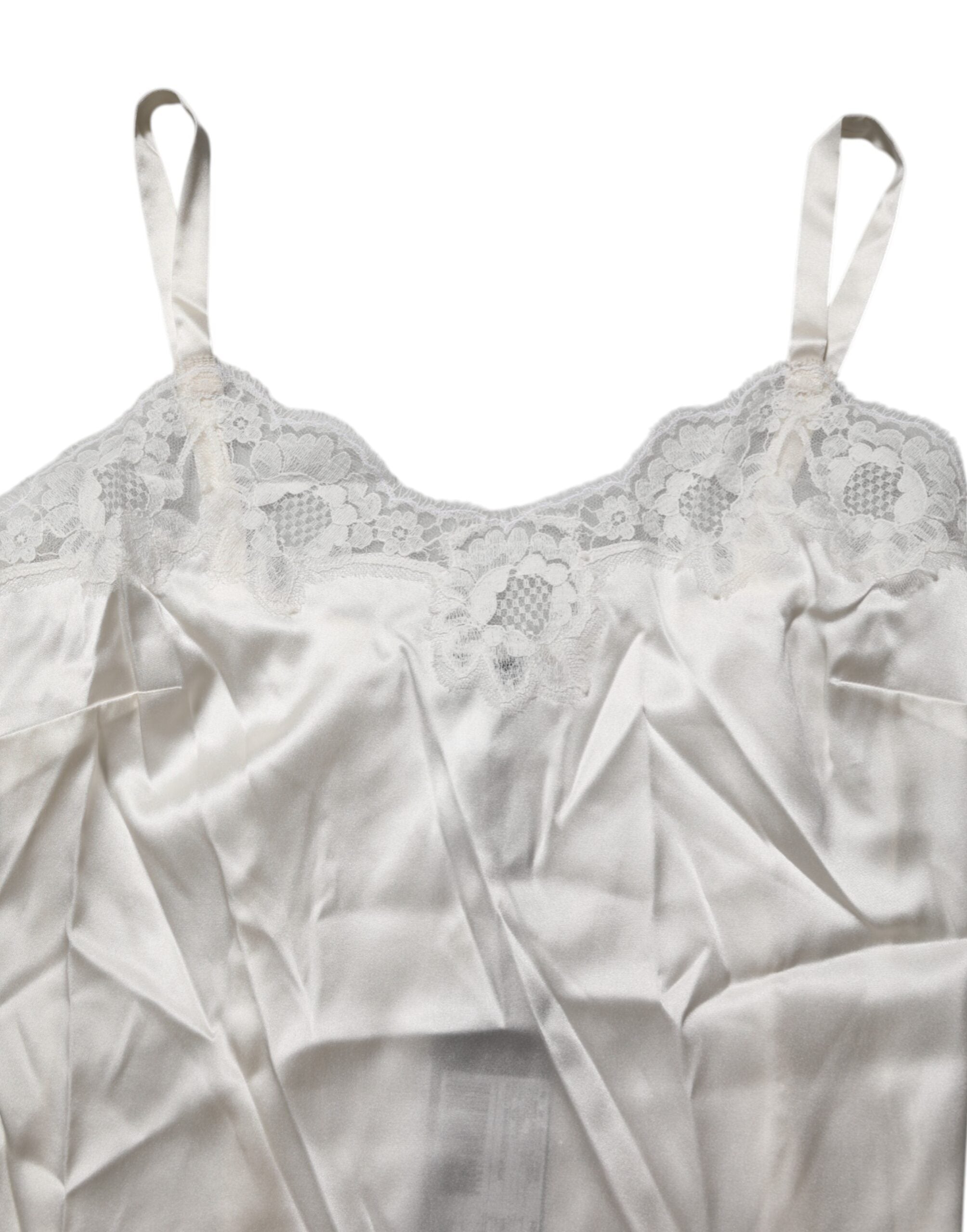 Dolce &amp; Gabbana Off White Blomsterblondertop Lingeri Undertøj