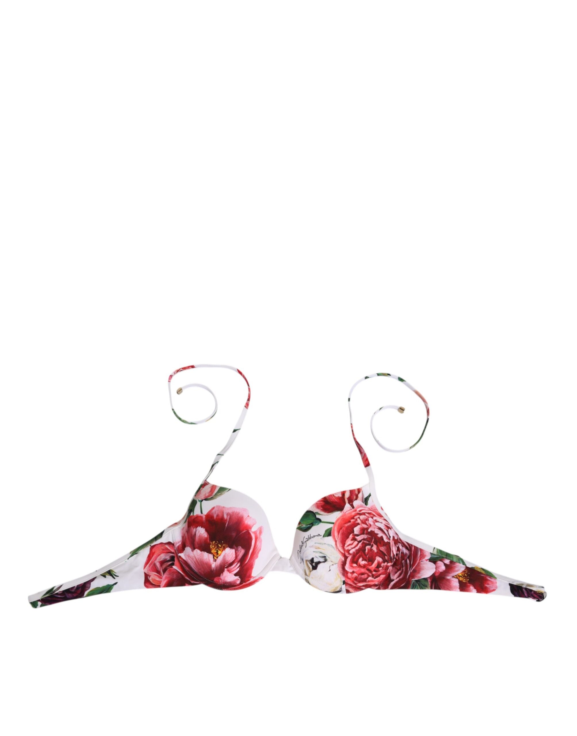 Dolce &amp; Gabbana Hvid Blomsterprint Halter Bikini Top Badetøj