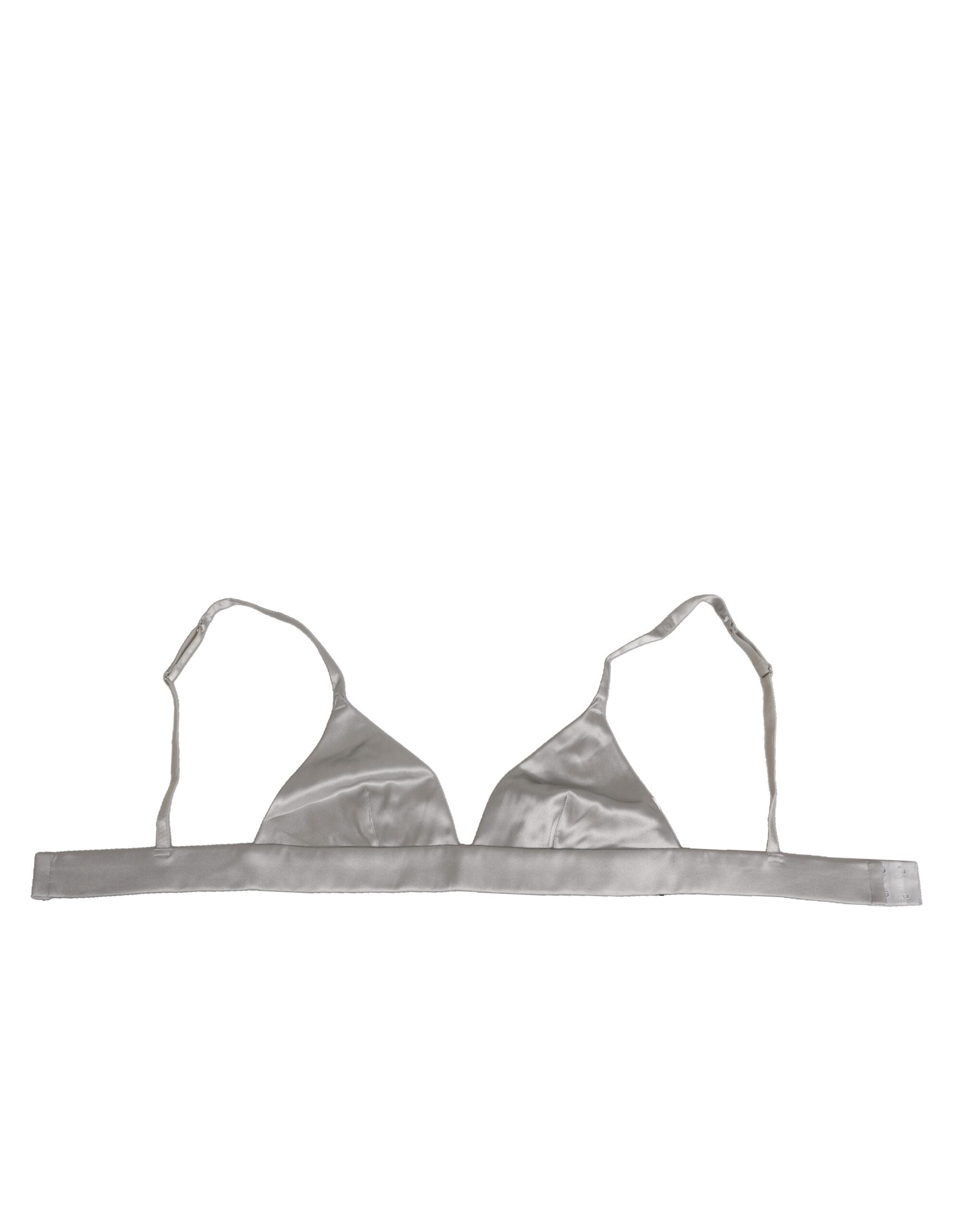 Dolce &amp; Gabbana Grå Silke Satin Trekant Soft Cup Bh Undertøj