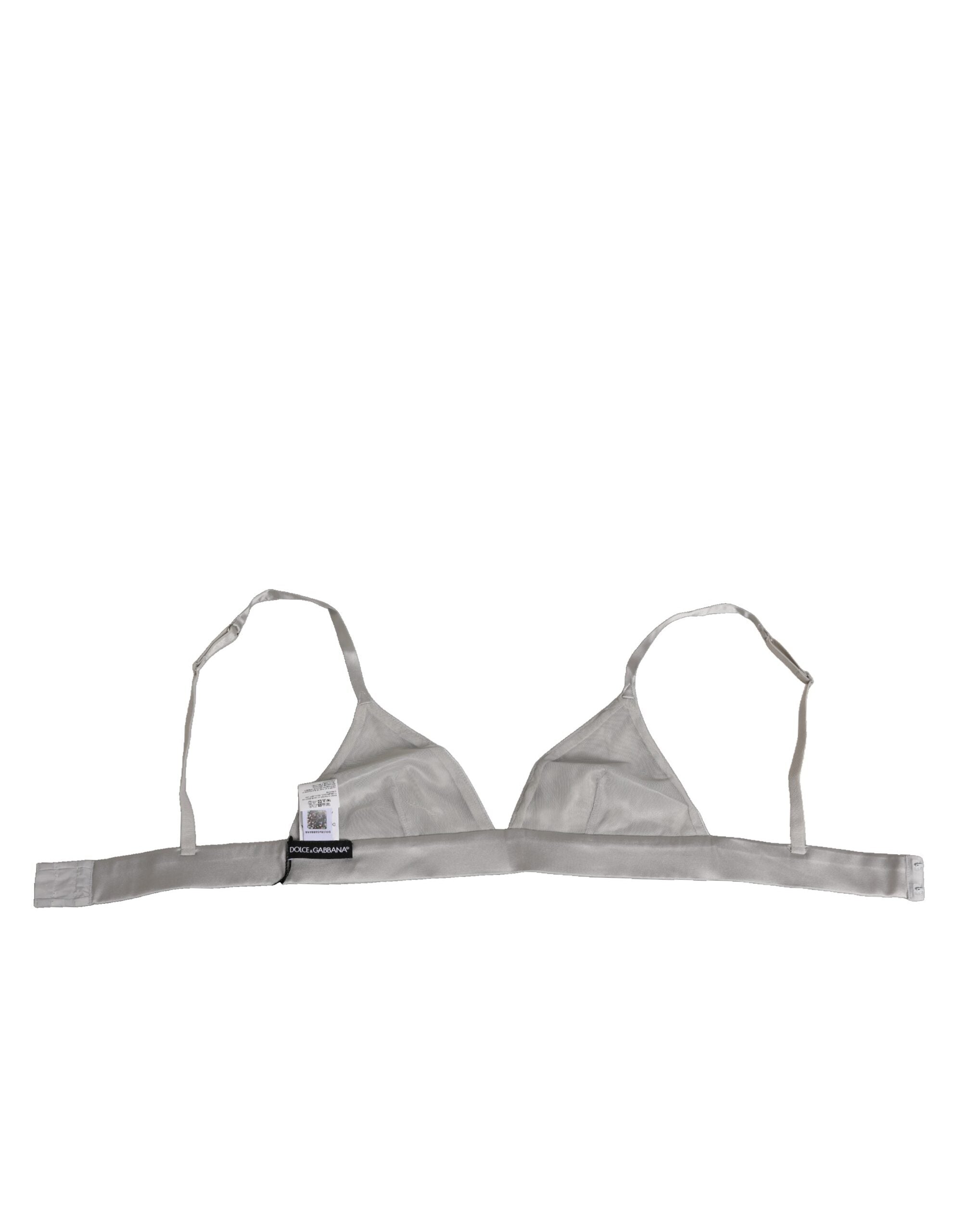 Dolce &amp; Gabbana Grå Silke Satin Trekant Soft Cup Bh Undertøj