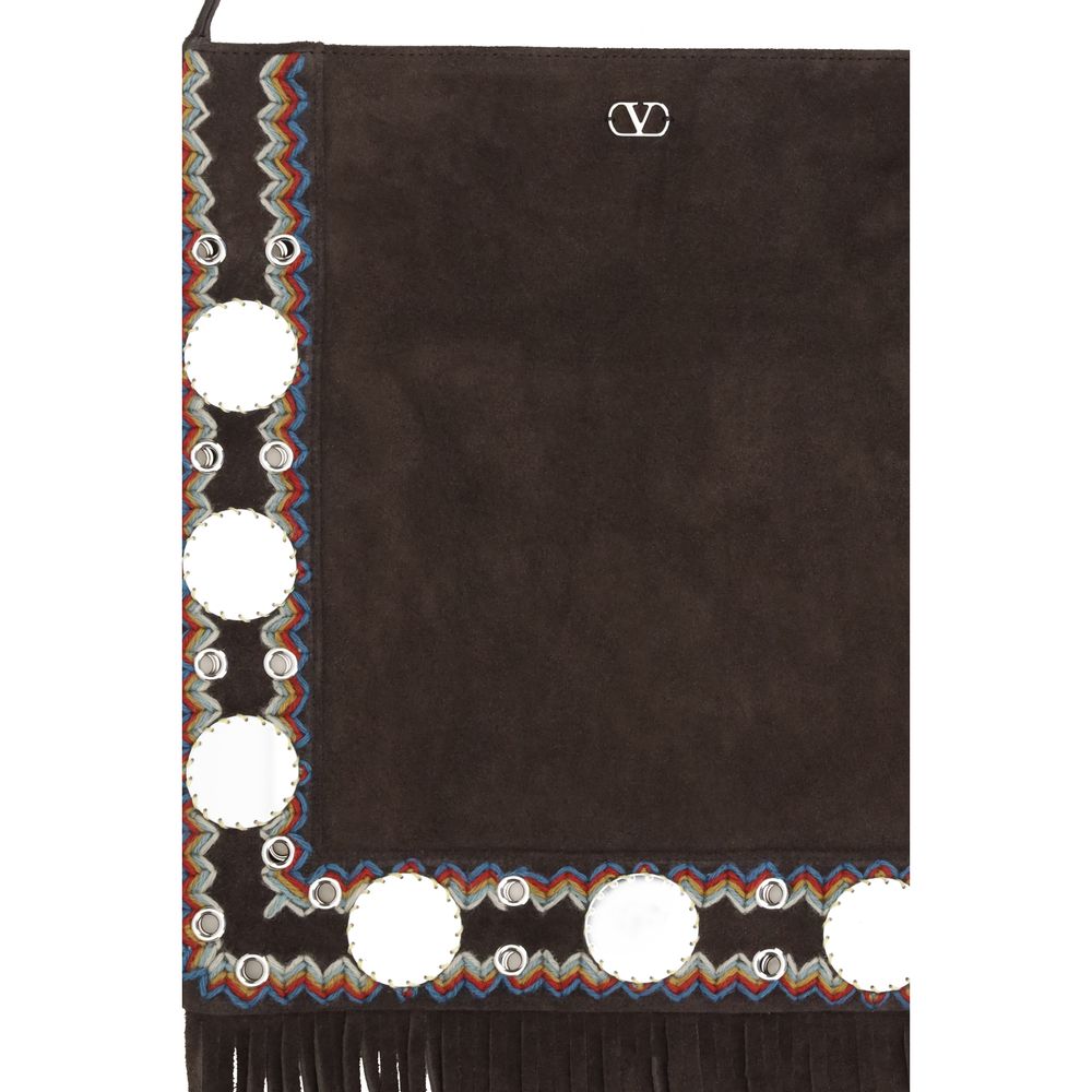 Valentino Garavani Brun Skuldertaske i Ruskind