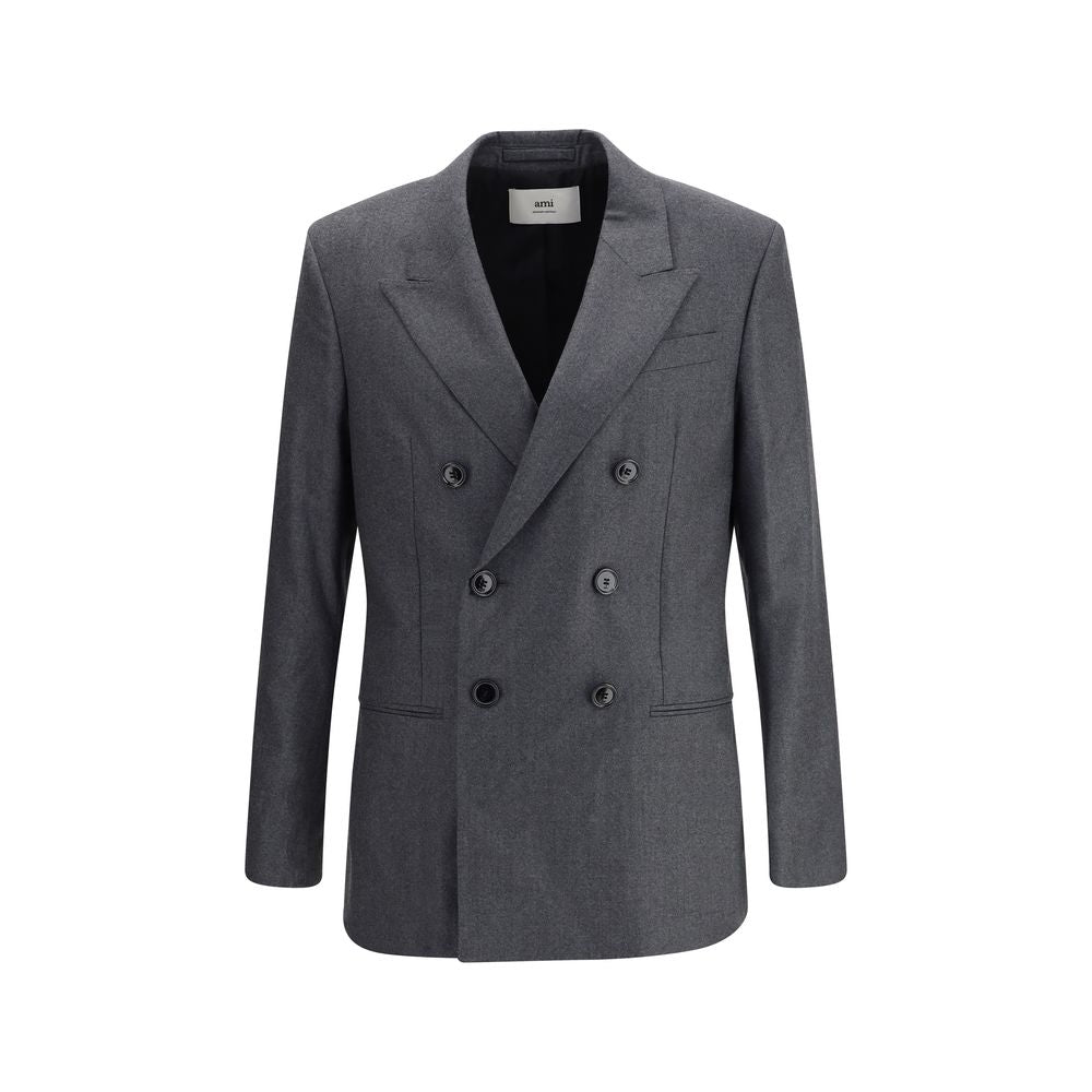 Ami Paris Gray Fleece Wool Blazer
