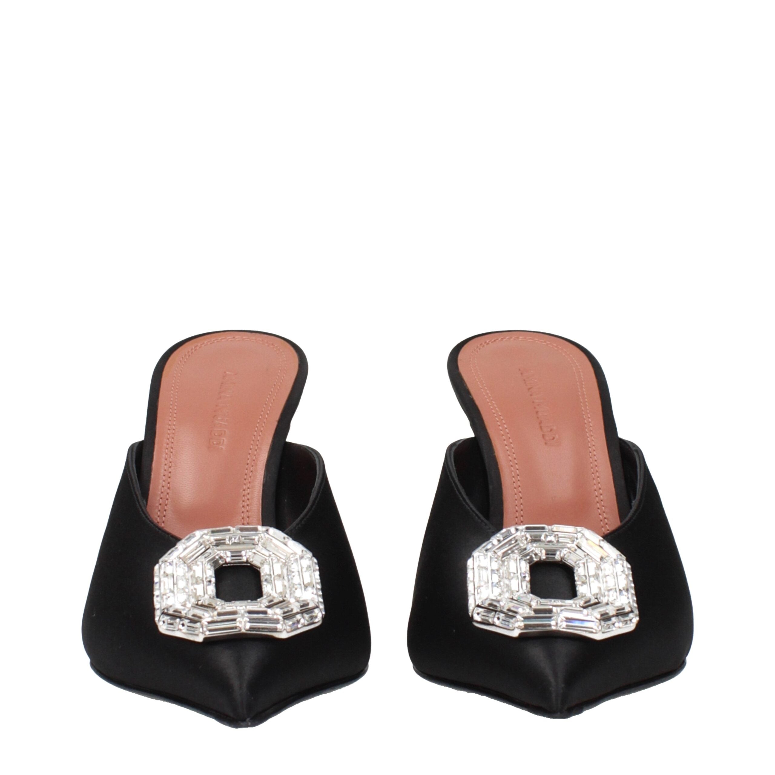 Amina Muaddi Sorte Satin Højhælede Pumps