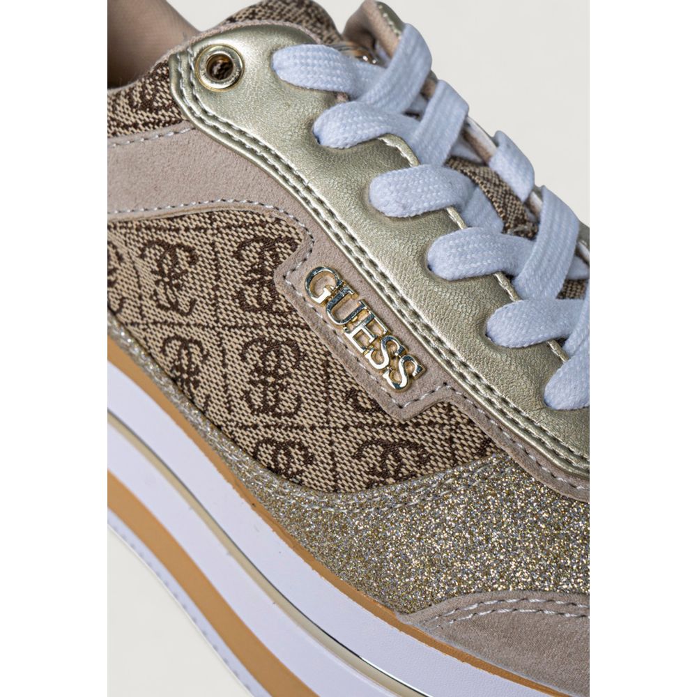 Guess Beige Polyester Plateau Sneakers