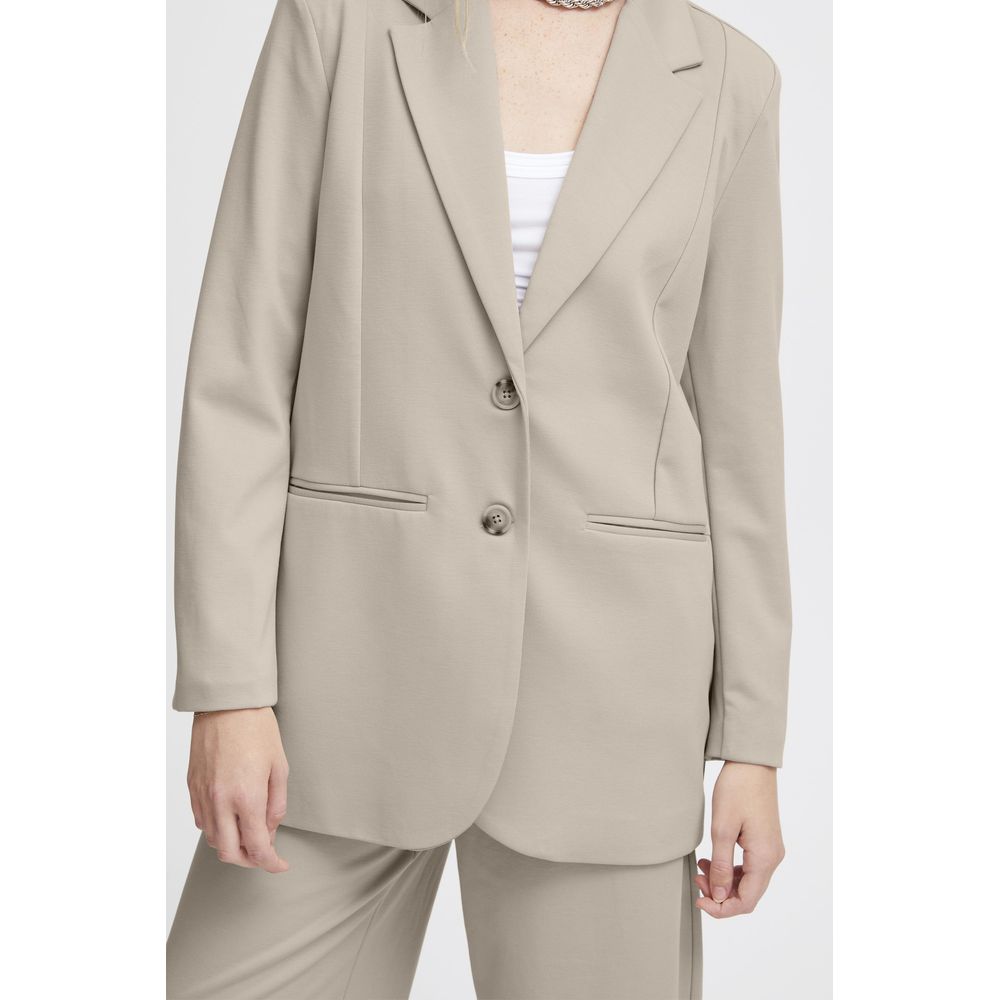 ICHI Beige Blazer i Genbrugspolyester