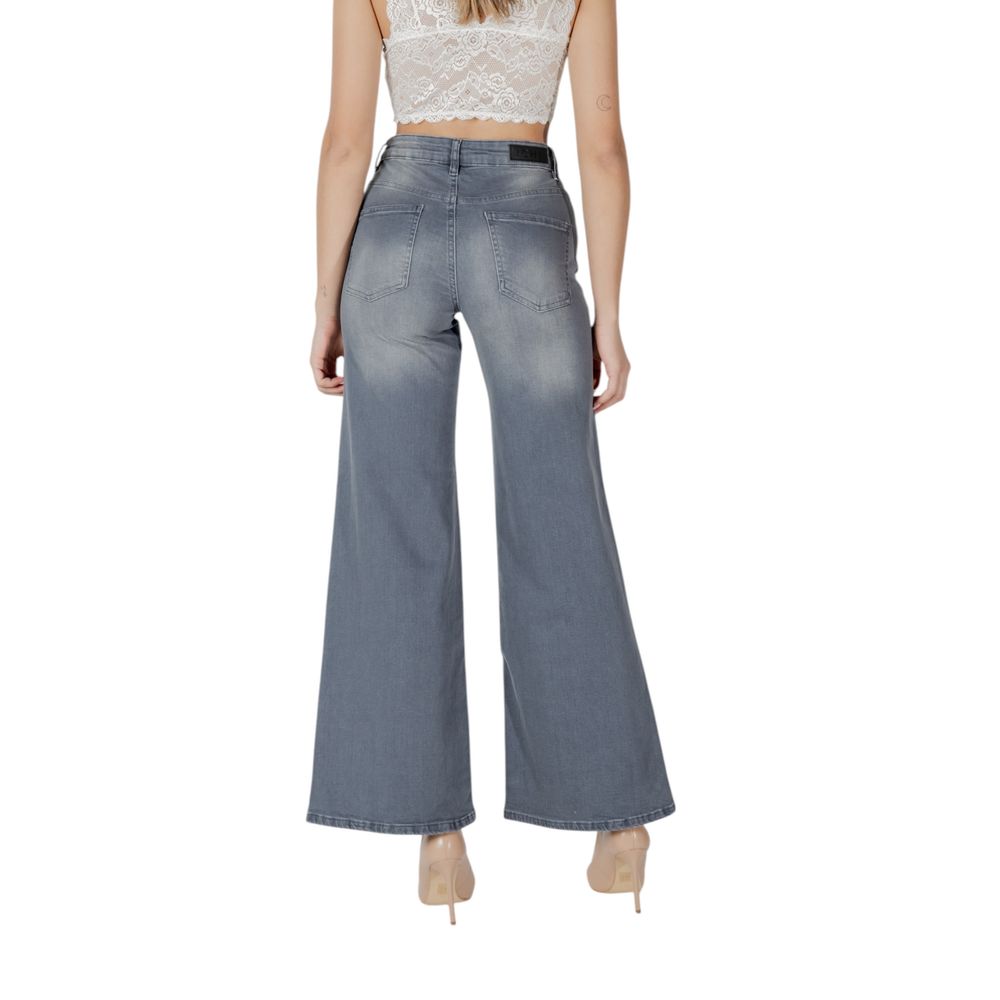 ICHI Grå Bootcut Jeans i Bomuld