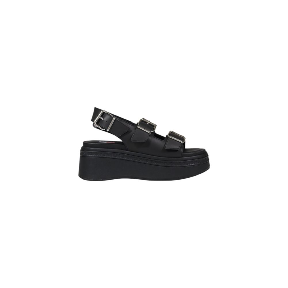 Tommy Hilfiger Jeans Sort Lædersandal