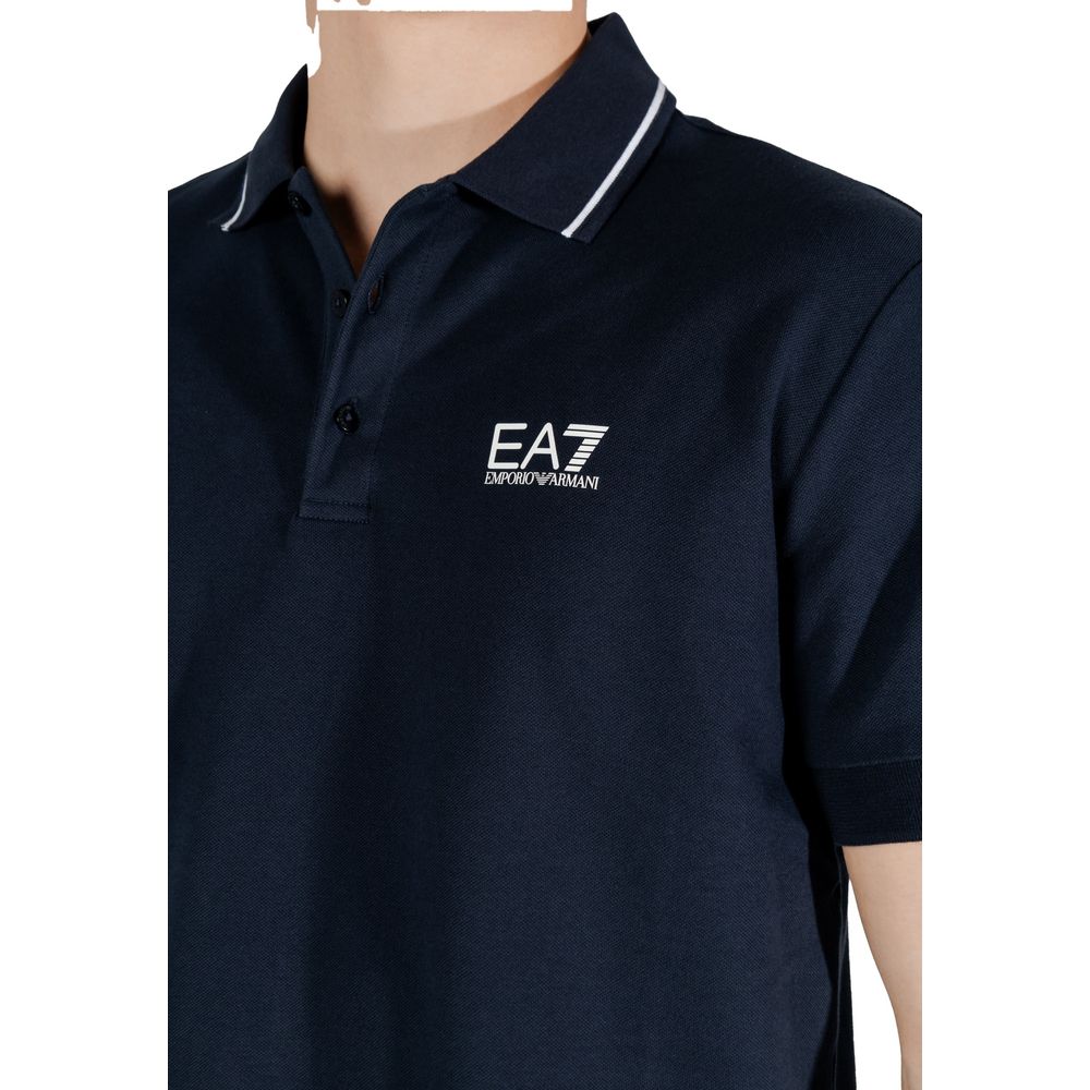 EA7 Emporio Armani Blå Bomuldspoloshirt
