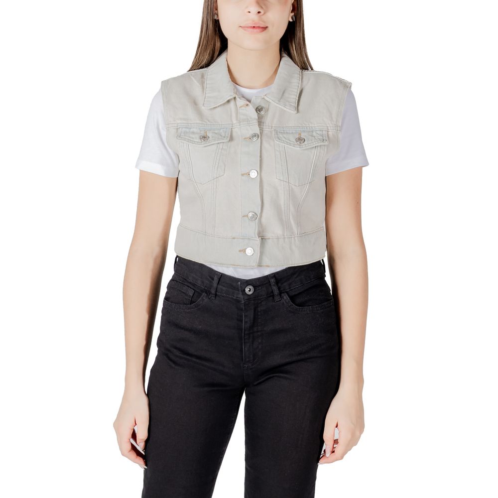 Only Lyseblå Bomuldsjakke Uden Ærmer