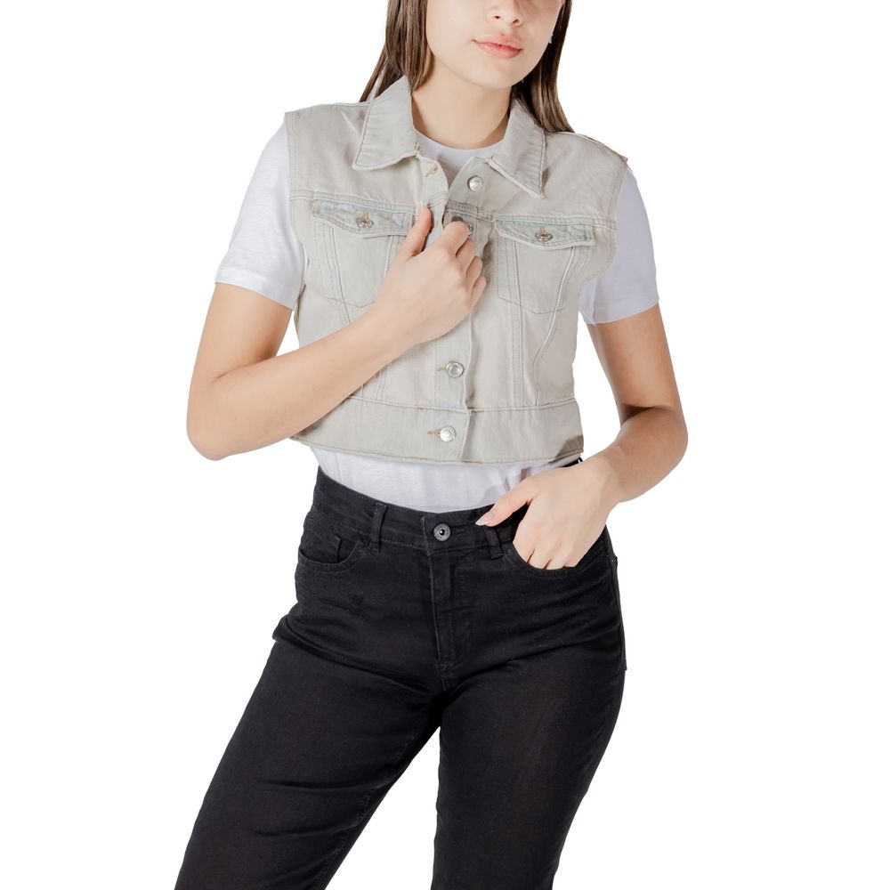 Only Lyseblå Bomuldsjakke Uden Ærmer