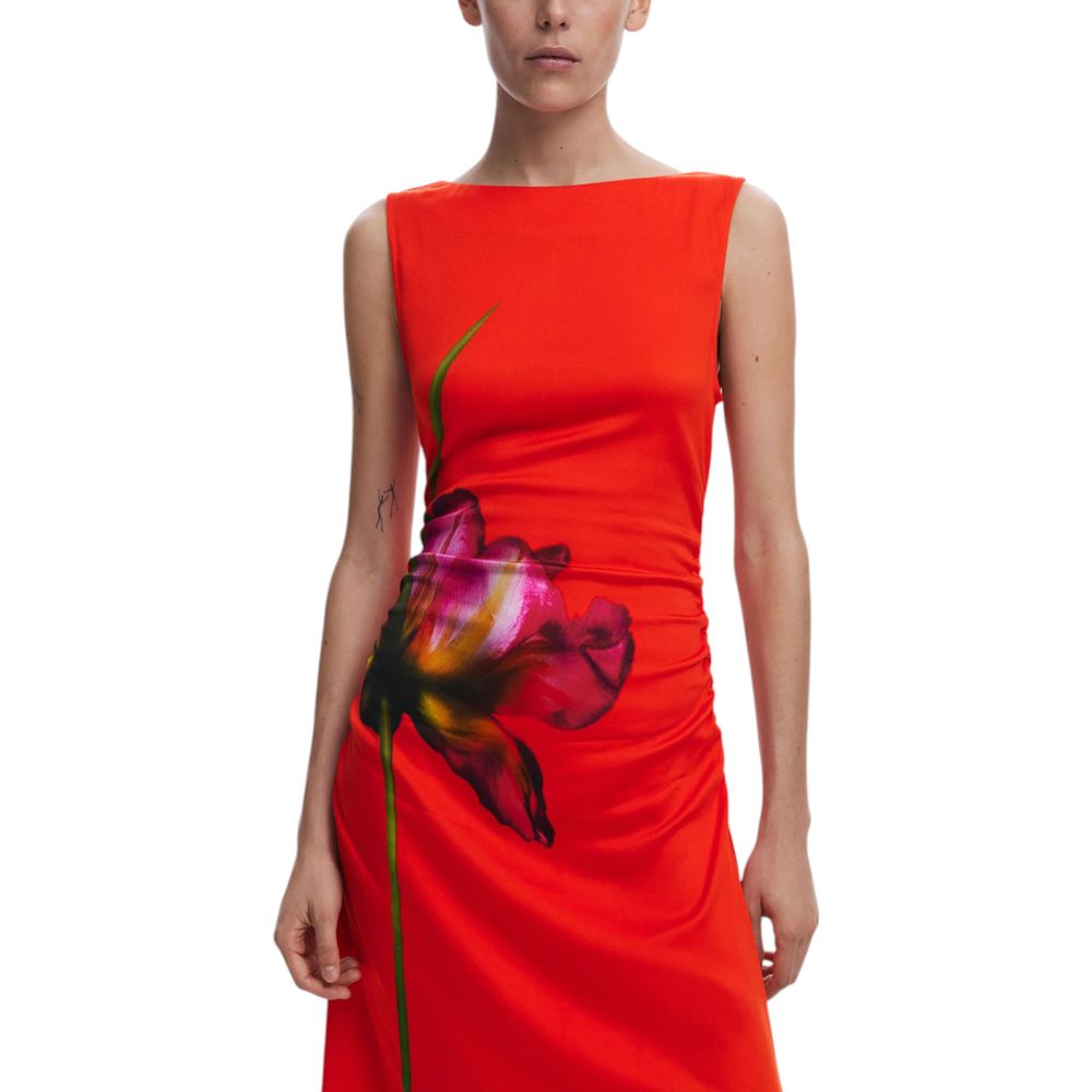 Desigual Red Viscose Long Dress