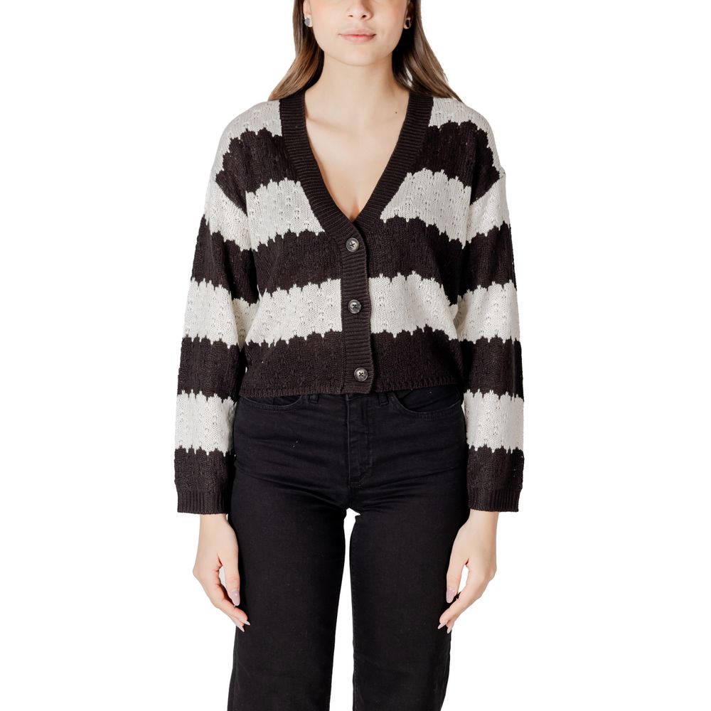 Jacqueline De Yong Sort og Hvid Marabou Cardigan