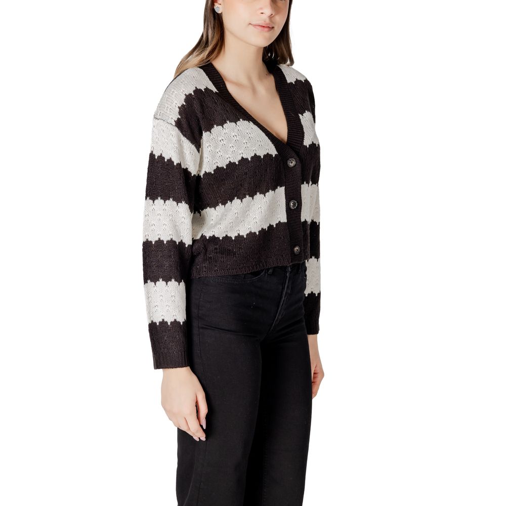 Jacqueline De Yong Sort og Hvid Marabou Cardigan