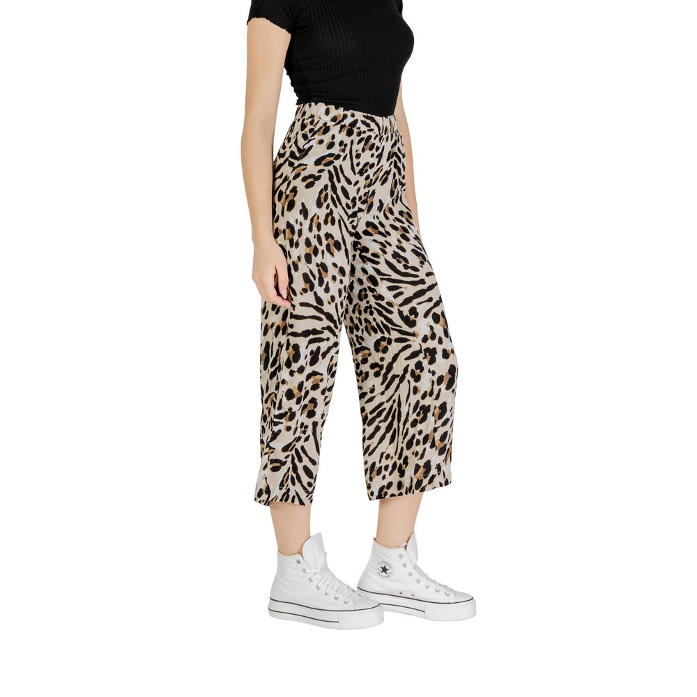 ICHI Beige Viskose Cropped Bukser