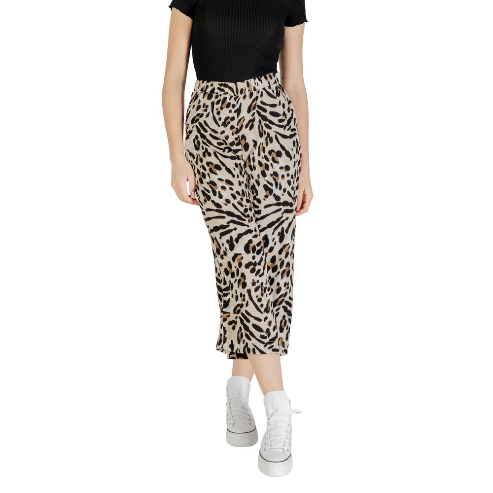 ICHI Beige Viskose Cropped Bukser