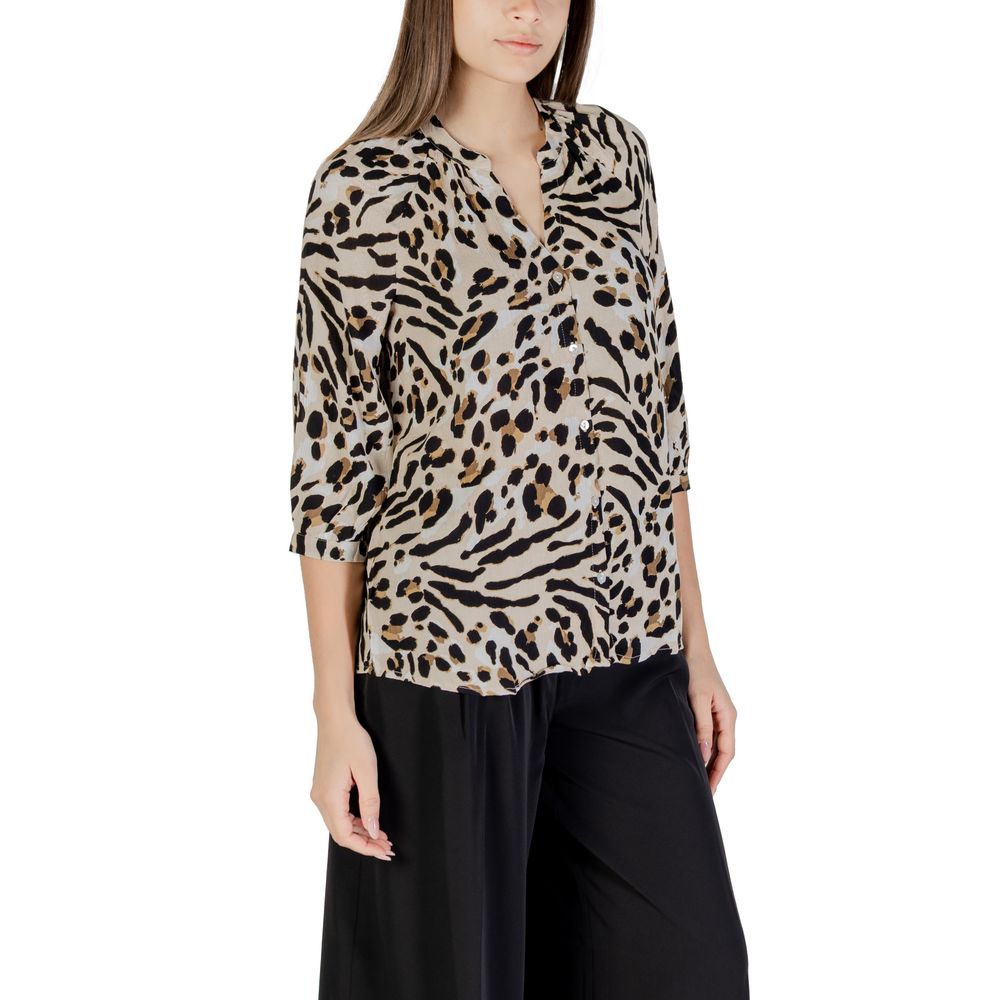 ICHI Beige Viskosebluse