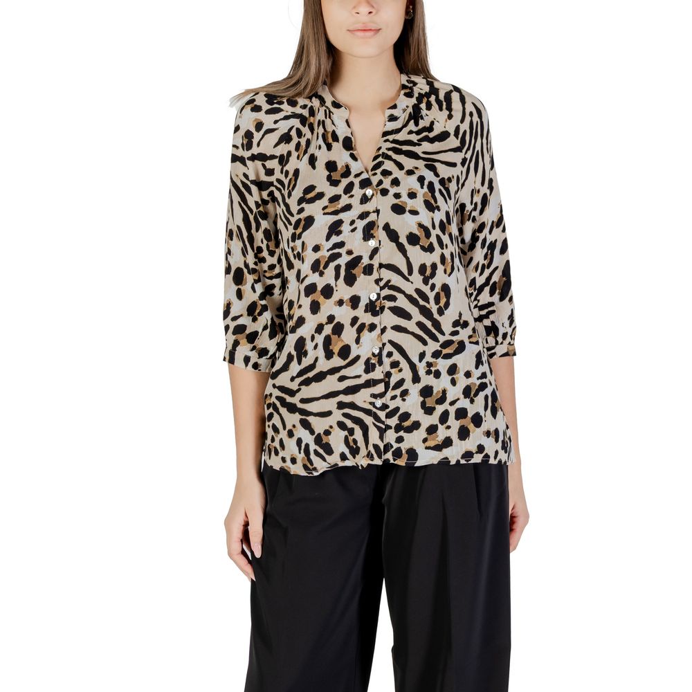 ICHI Beige Viskosebluse