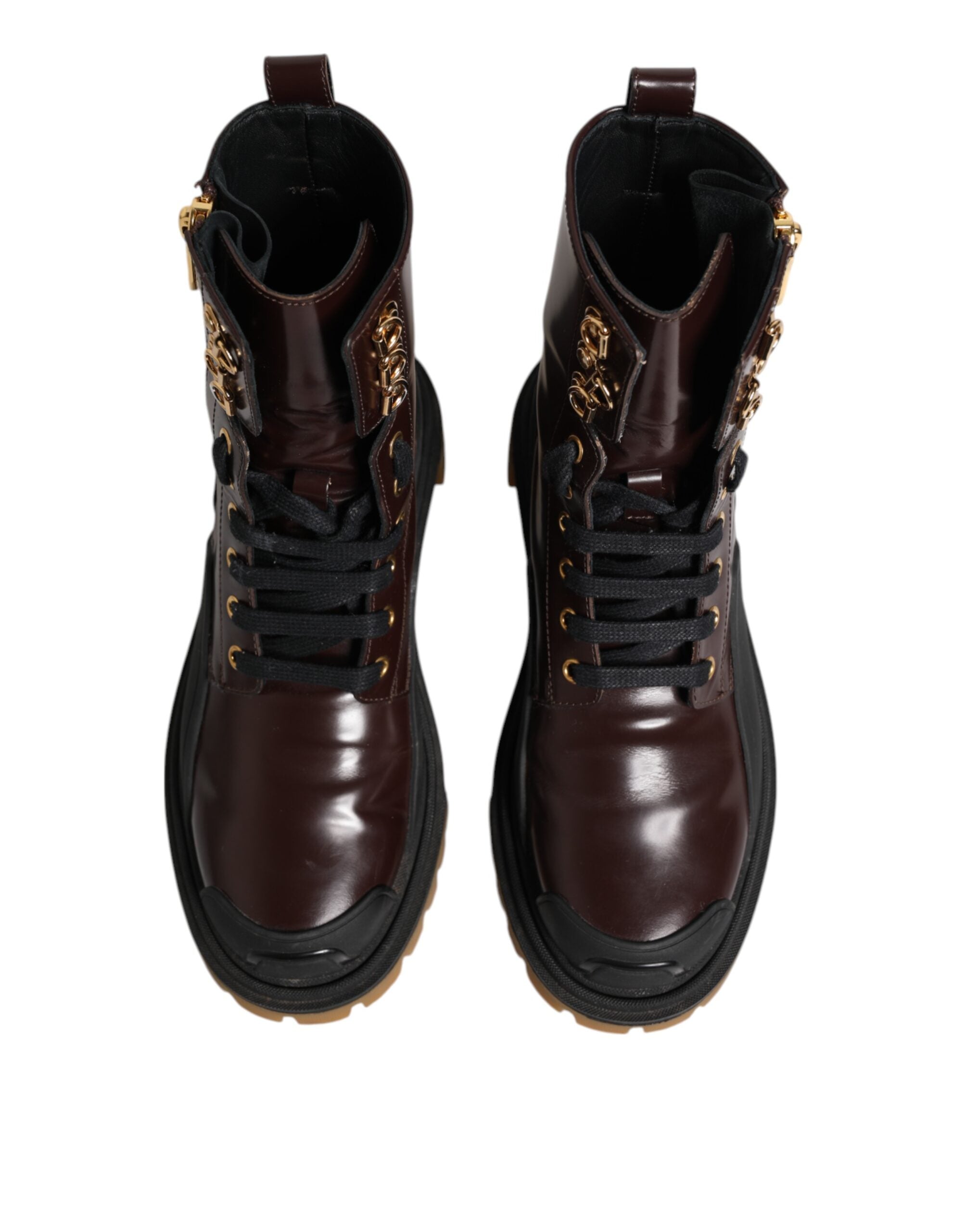 Dolce &amp; Gabbana Maroon Læder Bikerstøvler Mellem Læggen Sko