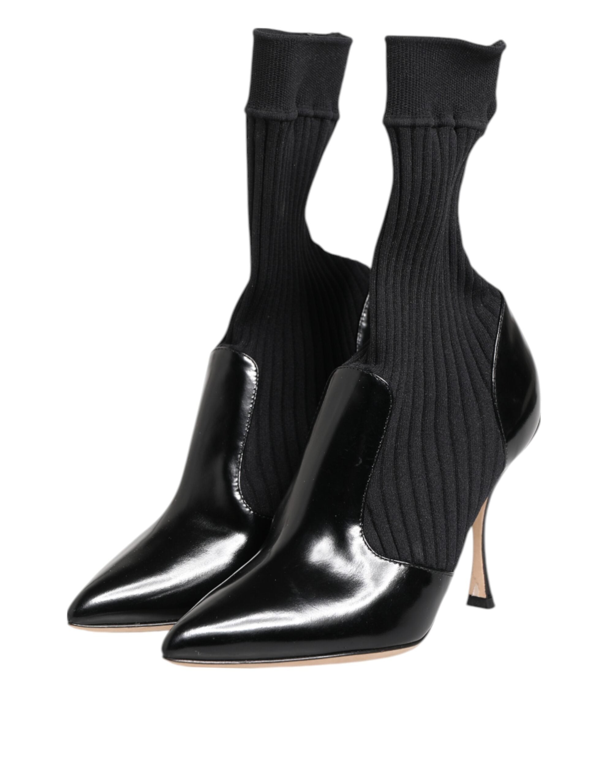 Dolce &amp; Gabbana Sorte Stretch Stiletter Støvler Sokker Sko