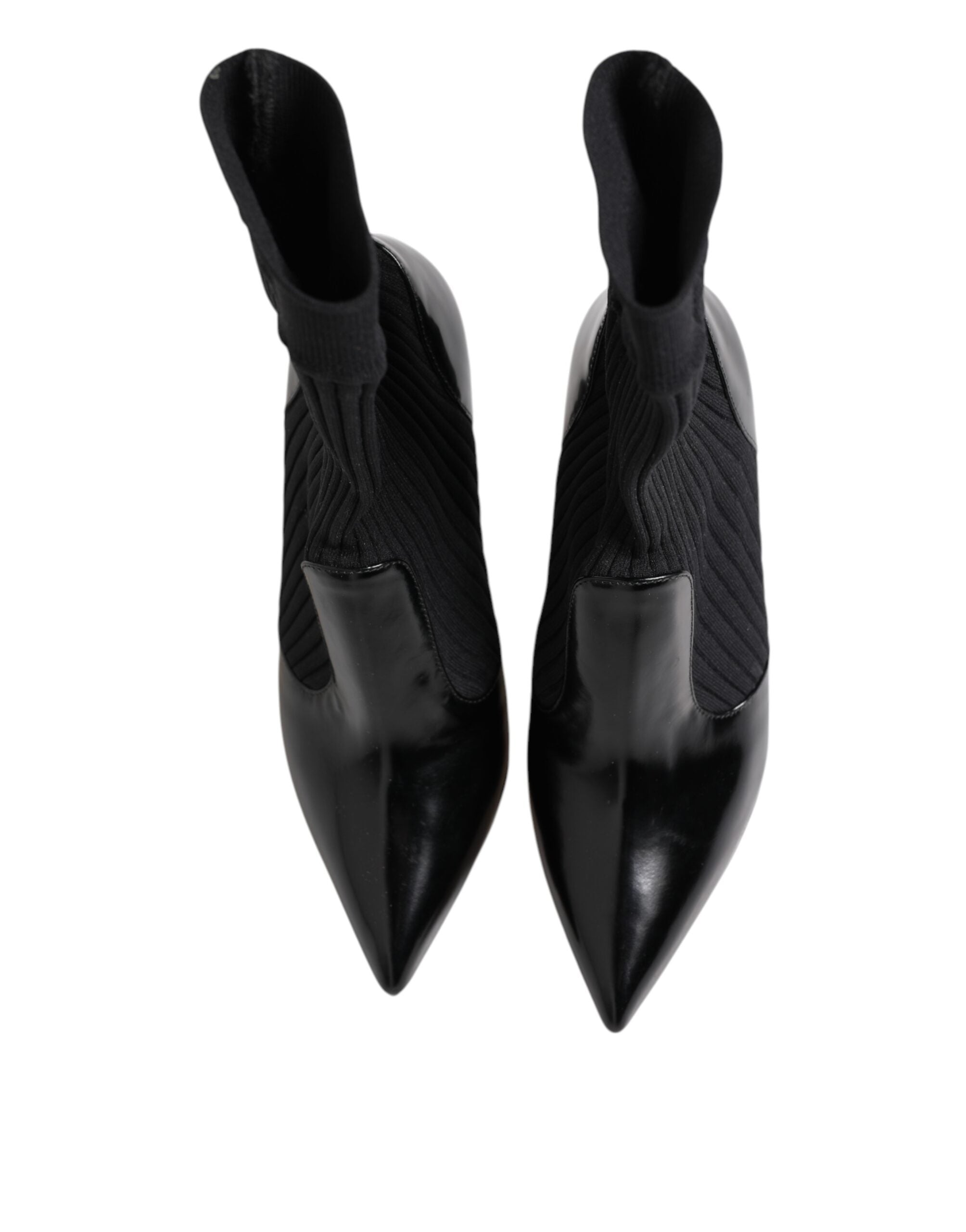 Dolce &amp; Gabbana Sorte Stretch Stiletter Støvler Sokker Sko