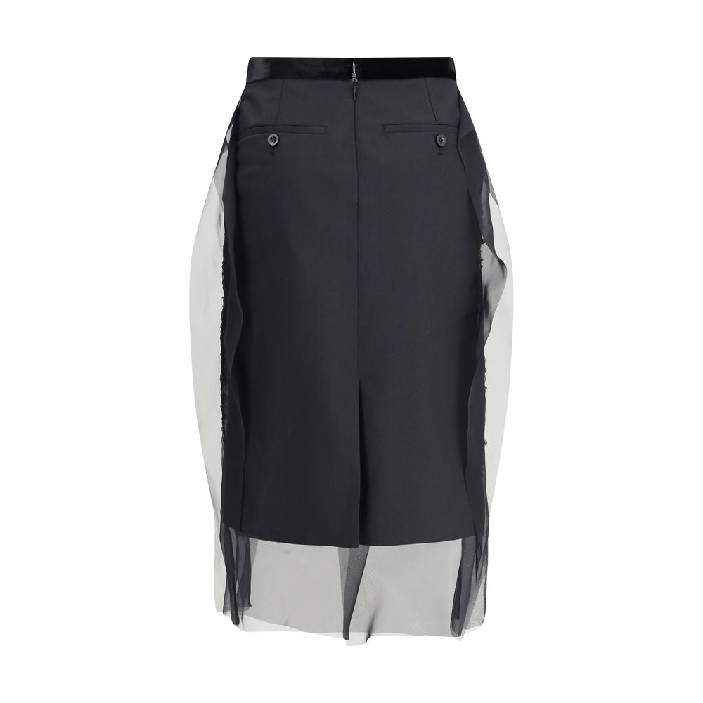 Sacai sort polyester midi nederdel