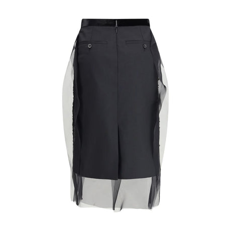 Sacai sort polyester midi nederdel