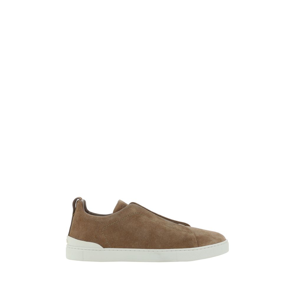 ZEGNA Brune Bos Taurus Lave Sneakers i Kalveskind