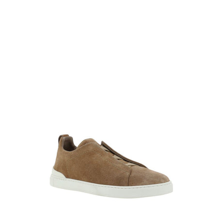 ZEGNA Brune Bos Taurus Lave Sneakers i Kalveskind
