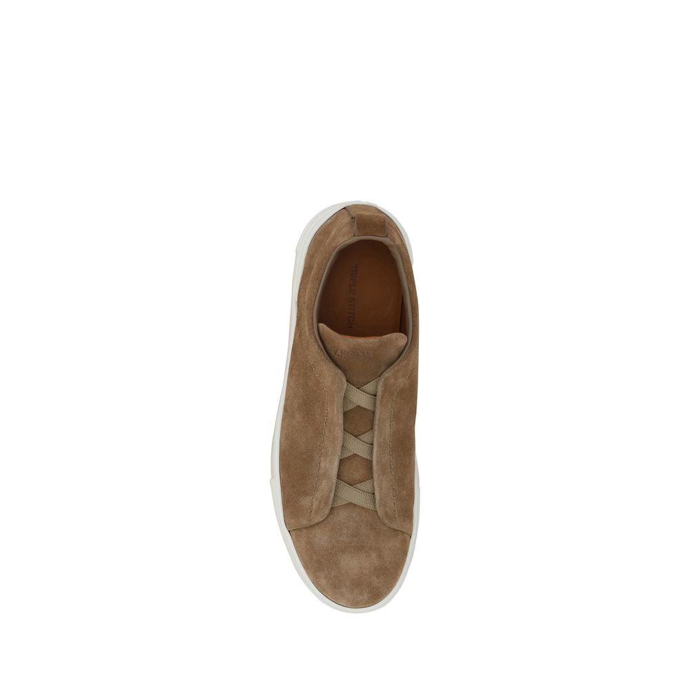 ZEGNA Brune Bos Taurus Lave Sneakers i Kalveskind