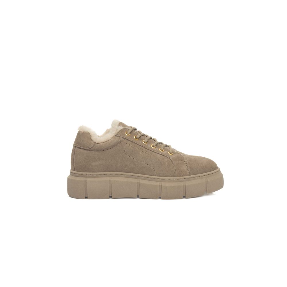 Cerruti 1881 Beige Kalveskinds Platform Sneaker til Kvinder