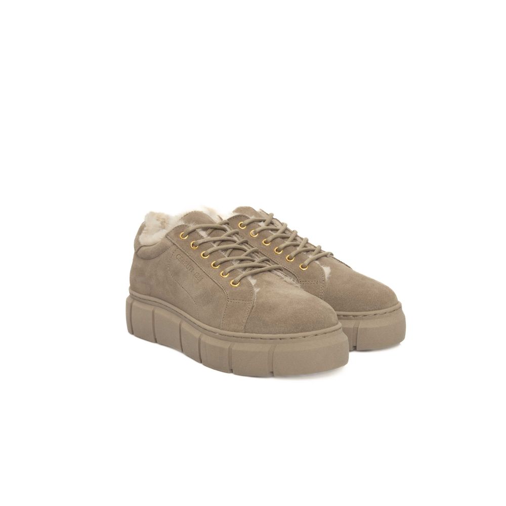 Cerruti 1881 Beige Kalveskinds Platform Sneaker til Kvinder