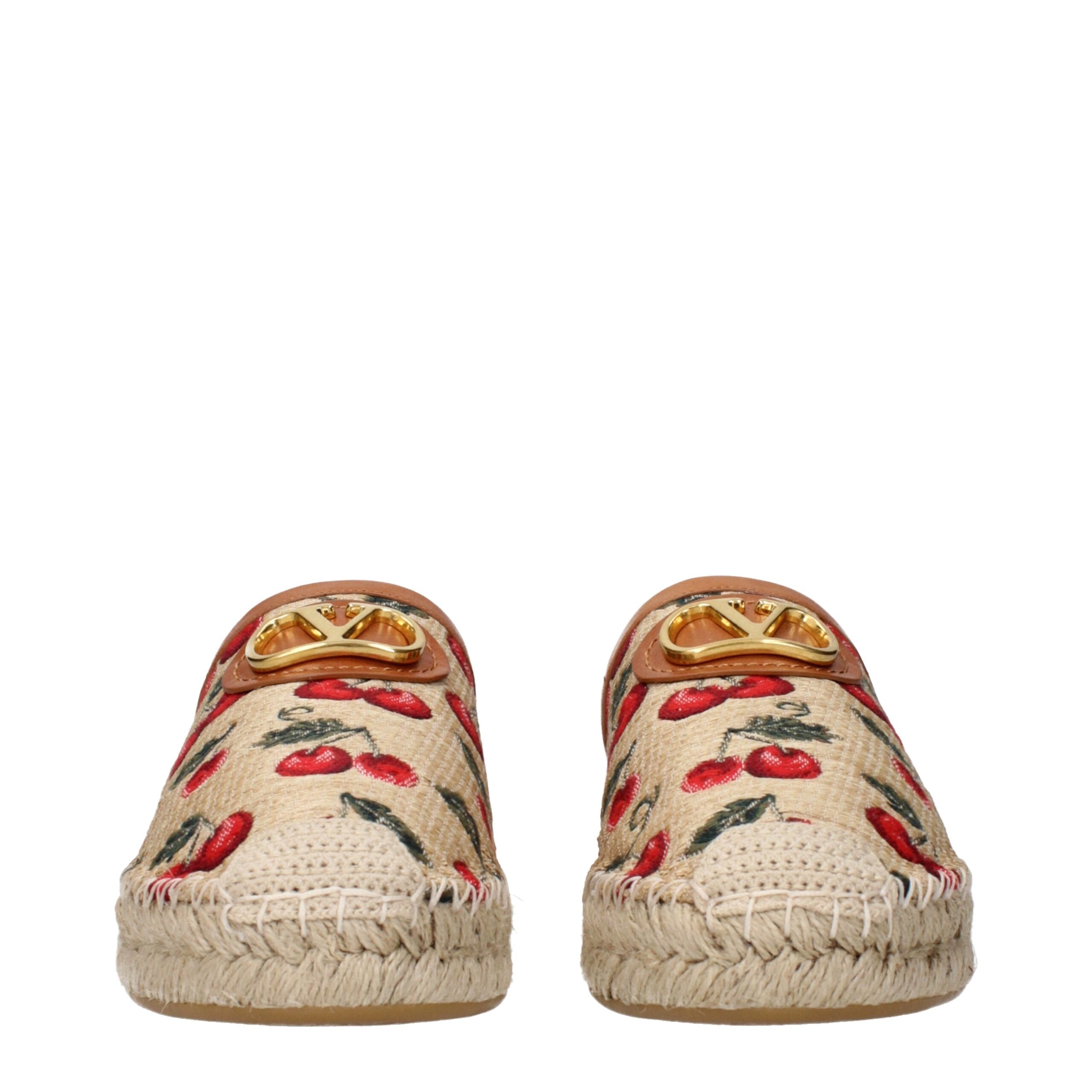 Valentino Garavani Beige Raffia Hjemmesko