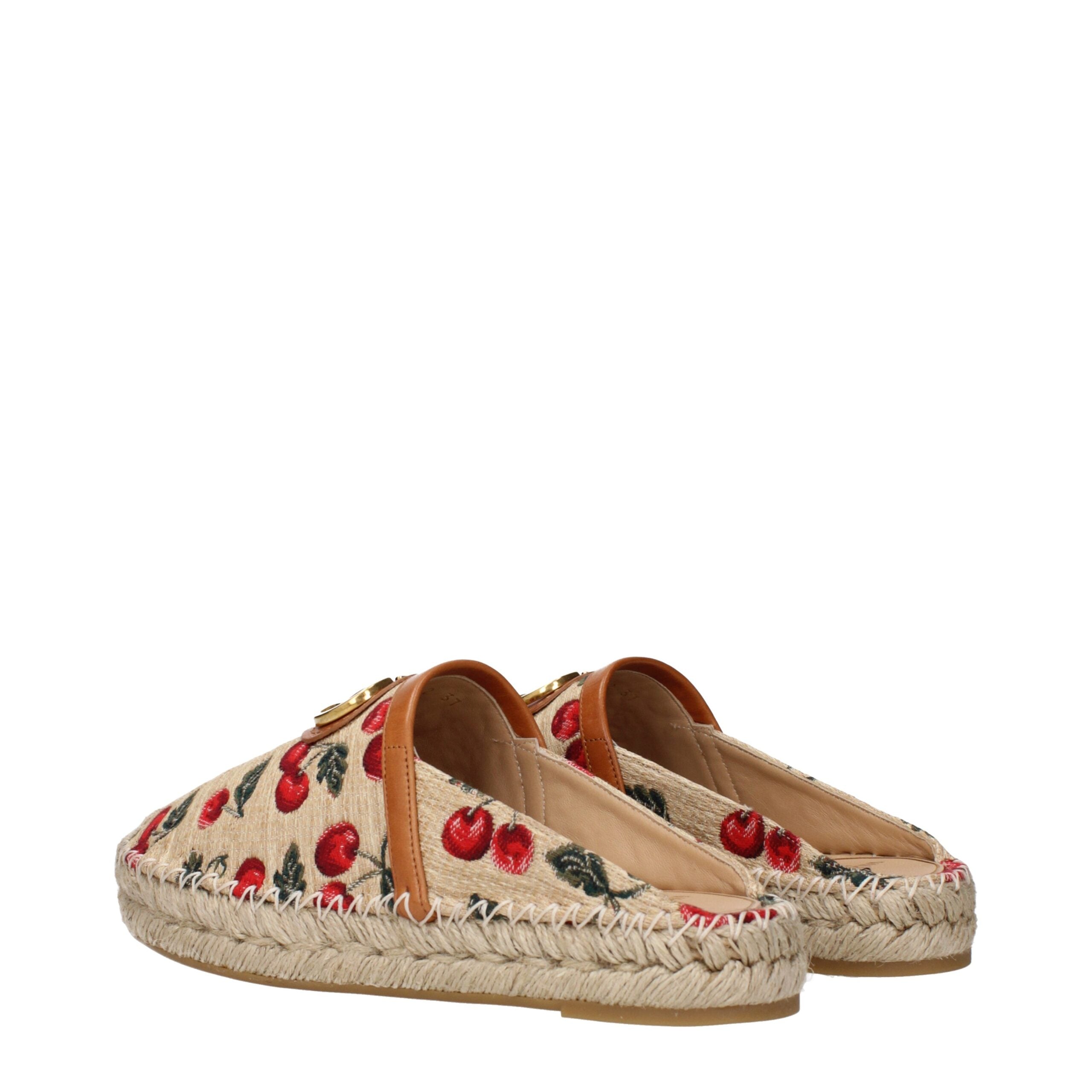 Valentino Garavani Beige Raffia Hjemmesko