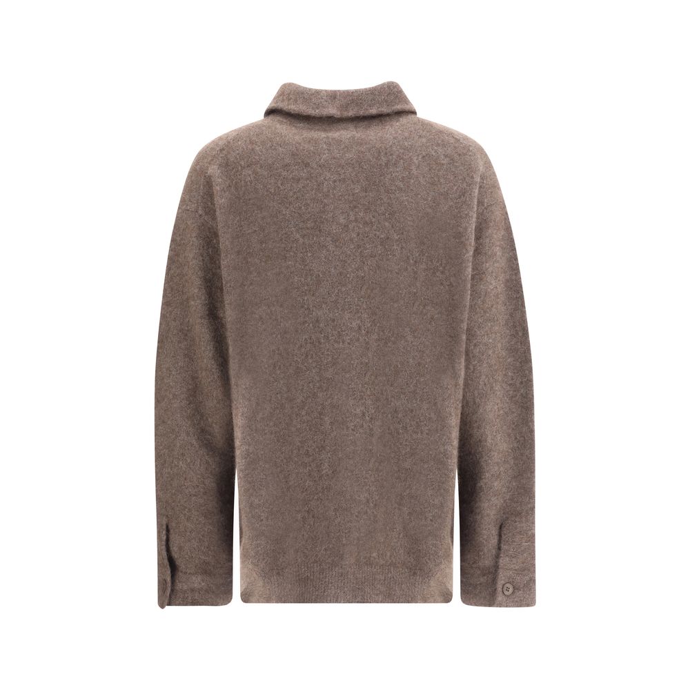 PAROSH Brown Raccoon Fur Cardigan