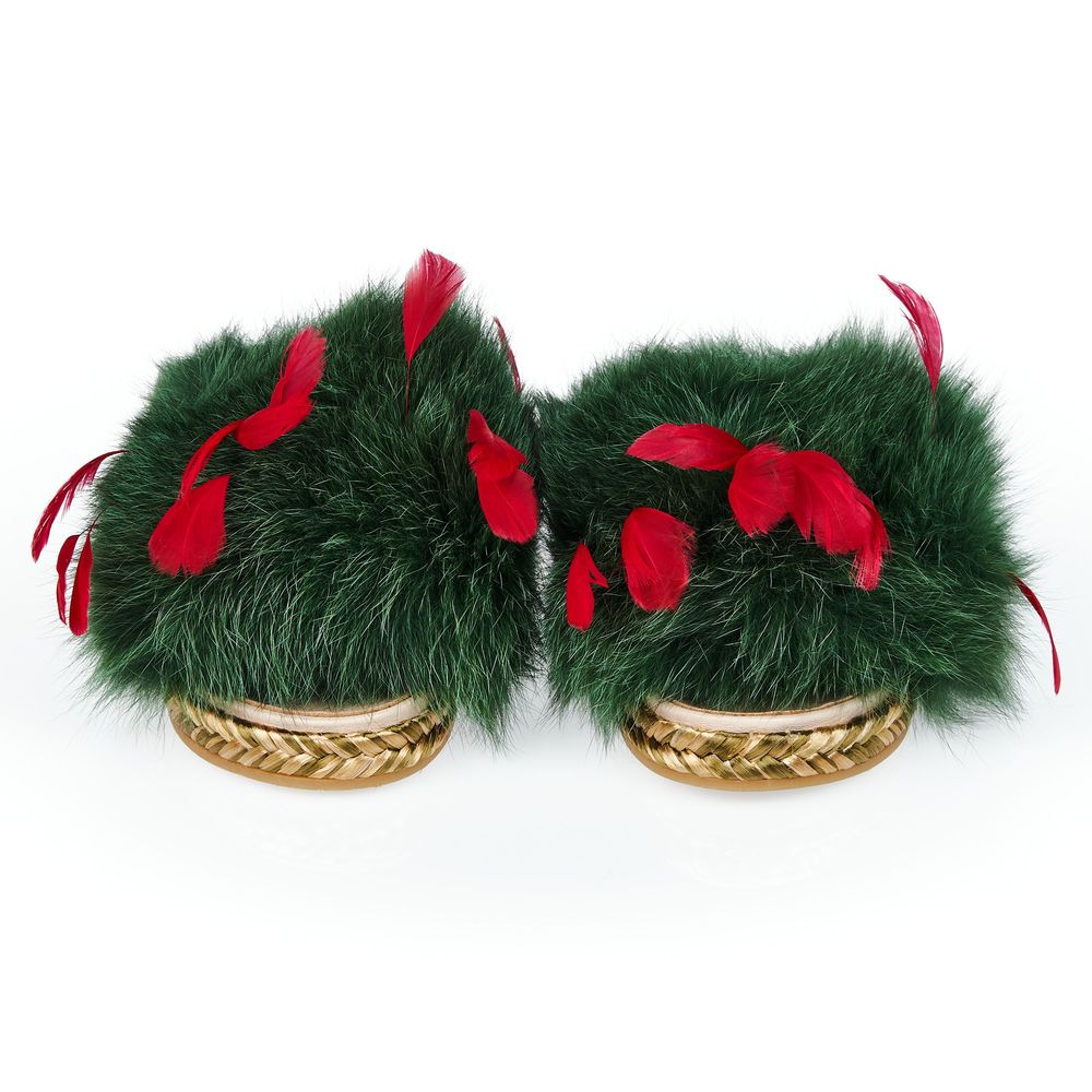 Mr&Mrs Italy Grønne Lammeskindsandaler til Kvinder