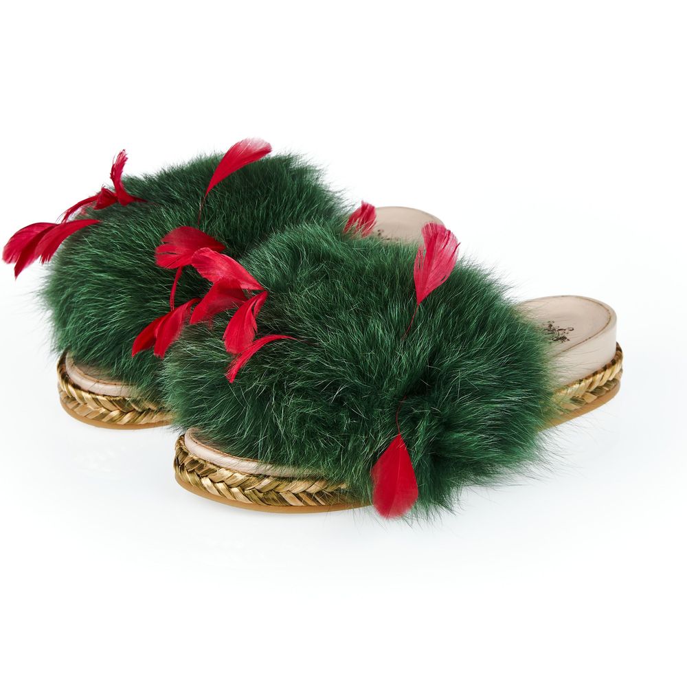 Mr&Mrs Italy Grønne Lammeskindsandaler til Kvinder