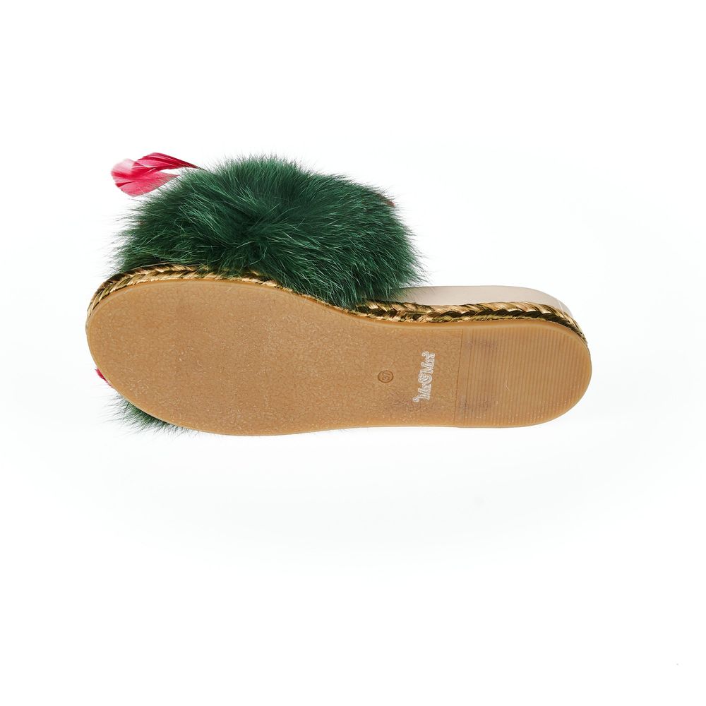 Mr&Mrs Italy Grønne Lammeskindsandaler til Kvinder