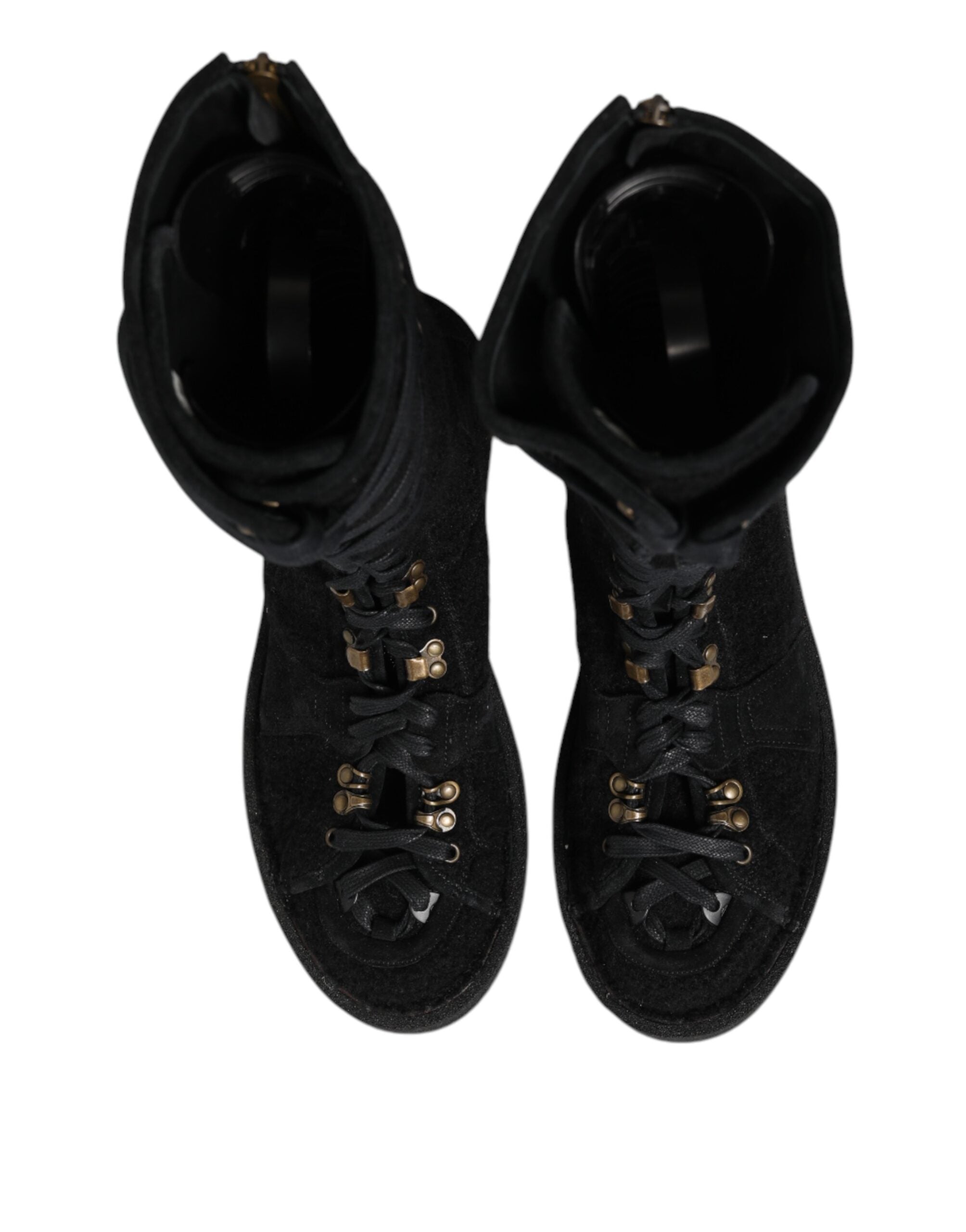 Dolce &amp; Gabbana Sorte Alpaca Uld Ruskindsstøvler Mellem Læggesko