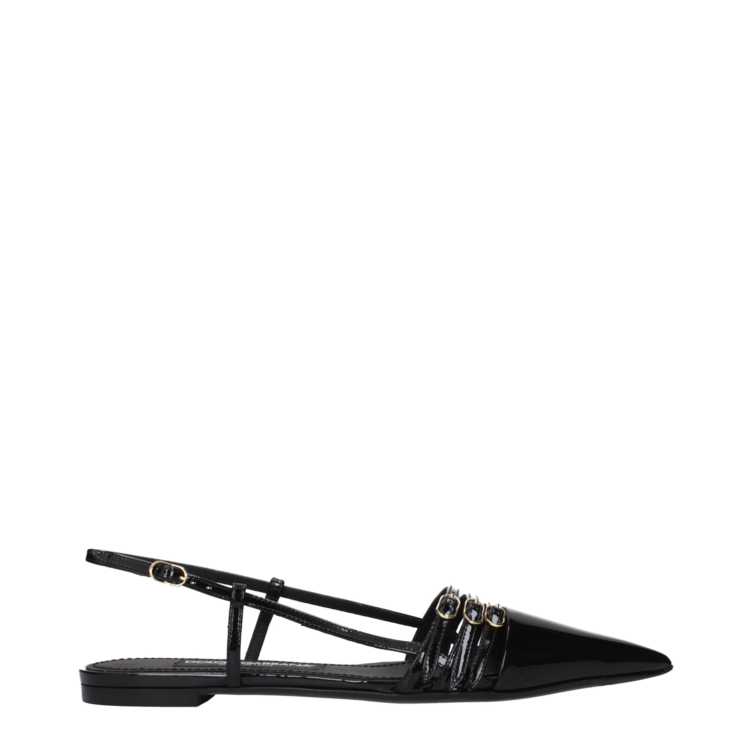 Dolce & Gabbana Black Leather Flat Sandals
