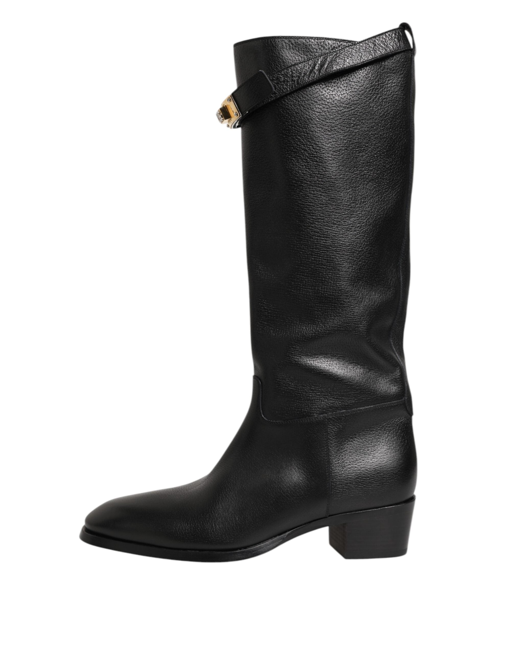 Dolce &amp; Gabbana Sorte Logo Plaque Over The Calf Støvler Sko