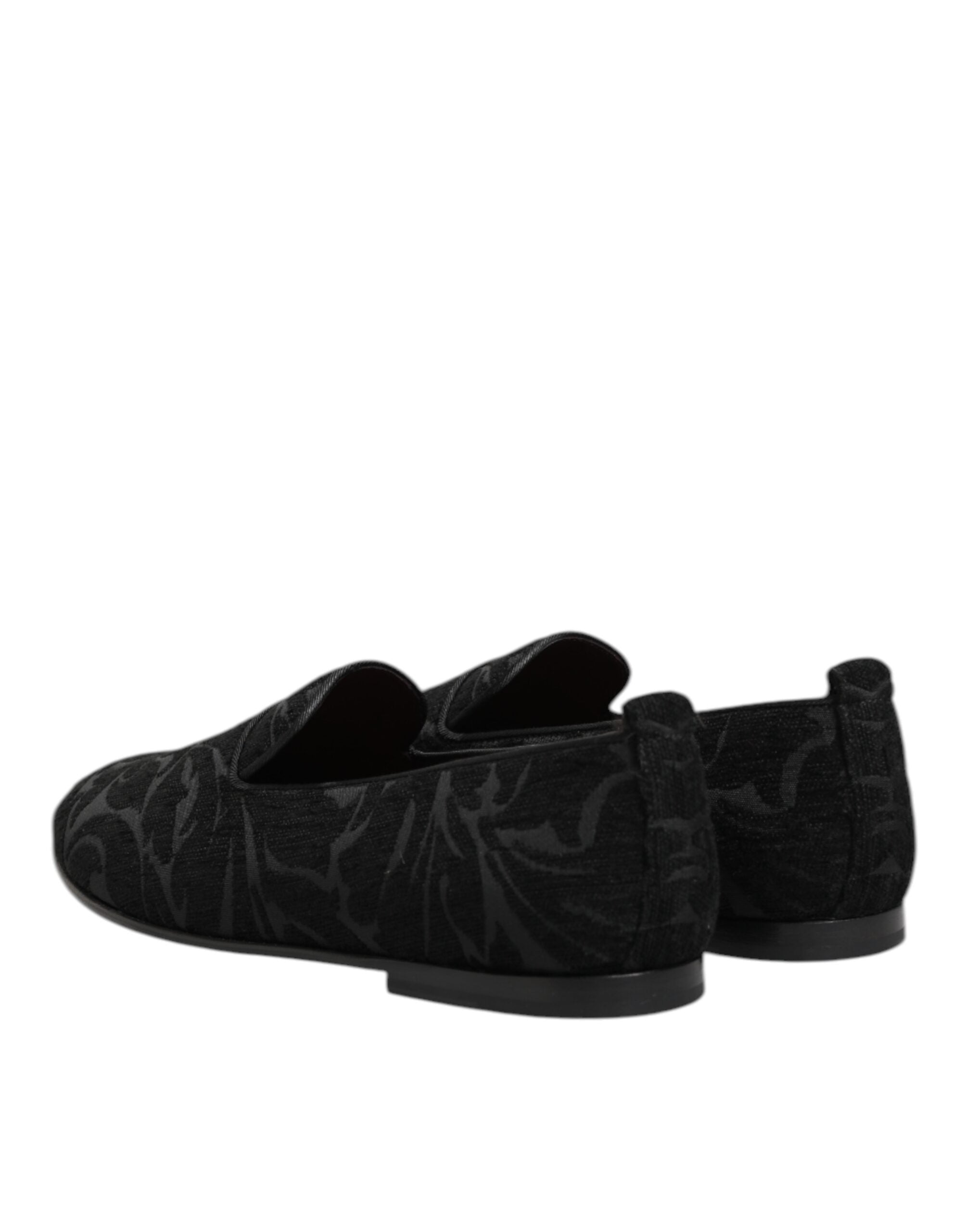 Dolce &amp; Gabbana Sorte Brokade Loafers Slip On Herre Pæne Sko