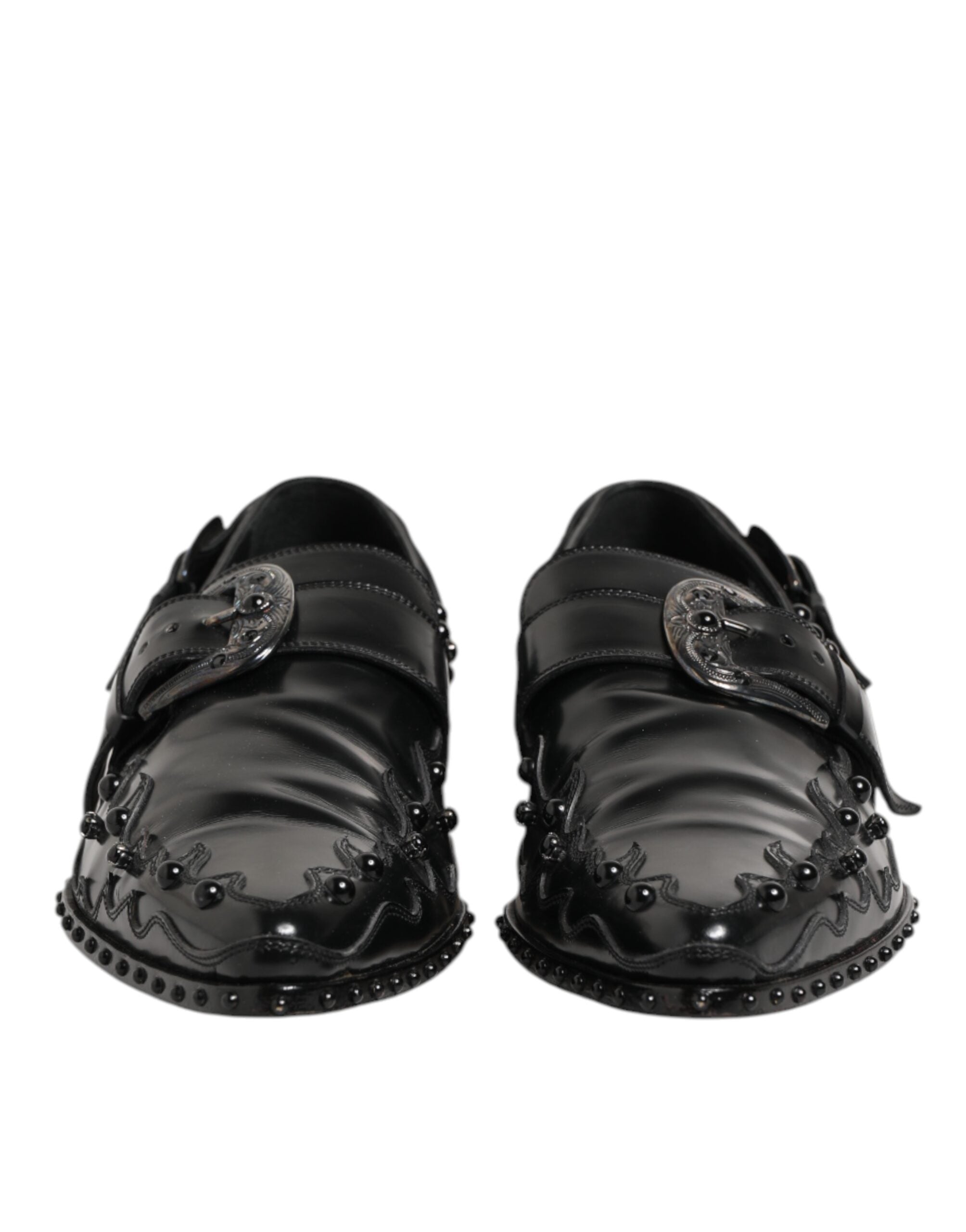 Dolce &amp; Gabbana Sorte Udsmykkede Kjolesko med Monk Strap
