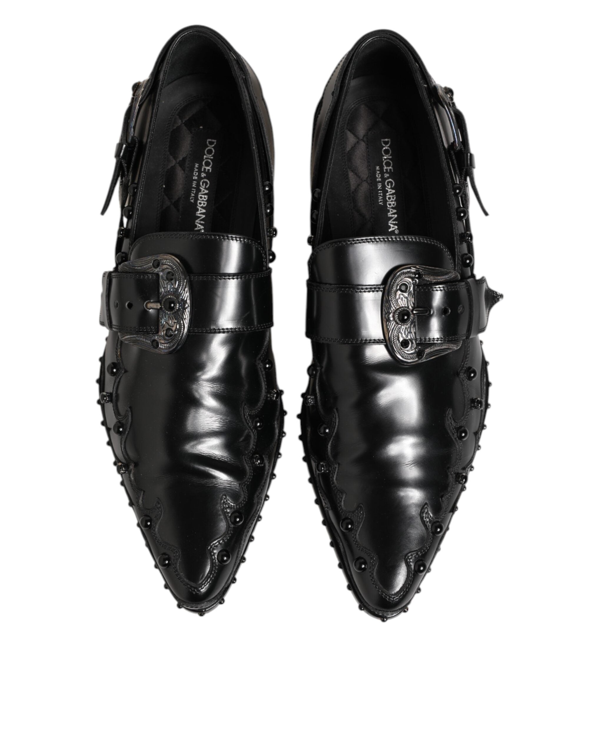 Dolce &amp; Gabbana Sorte Udsmykkede Kjolesko med Monk Strap