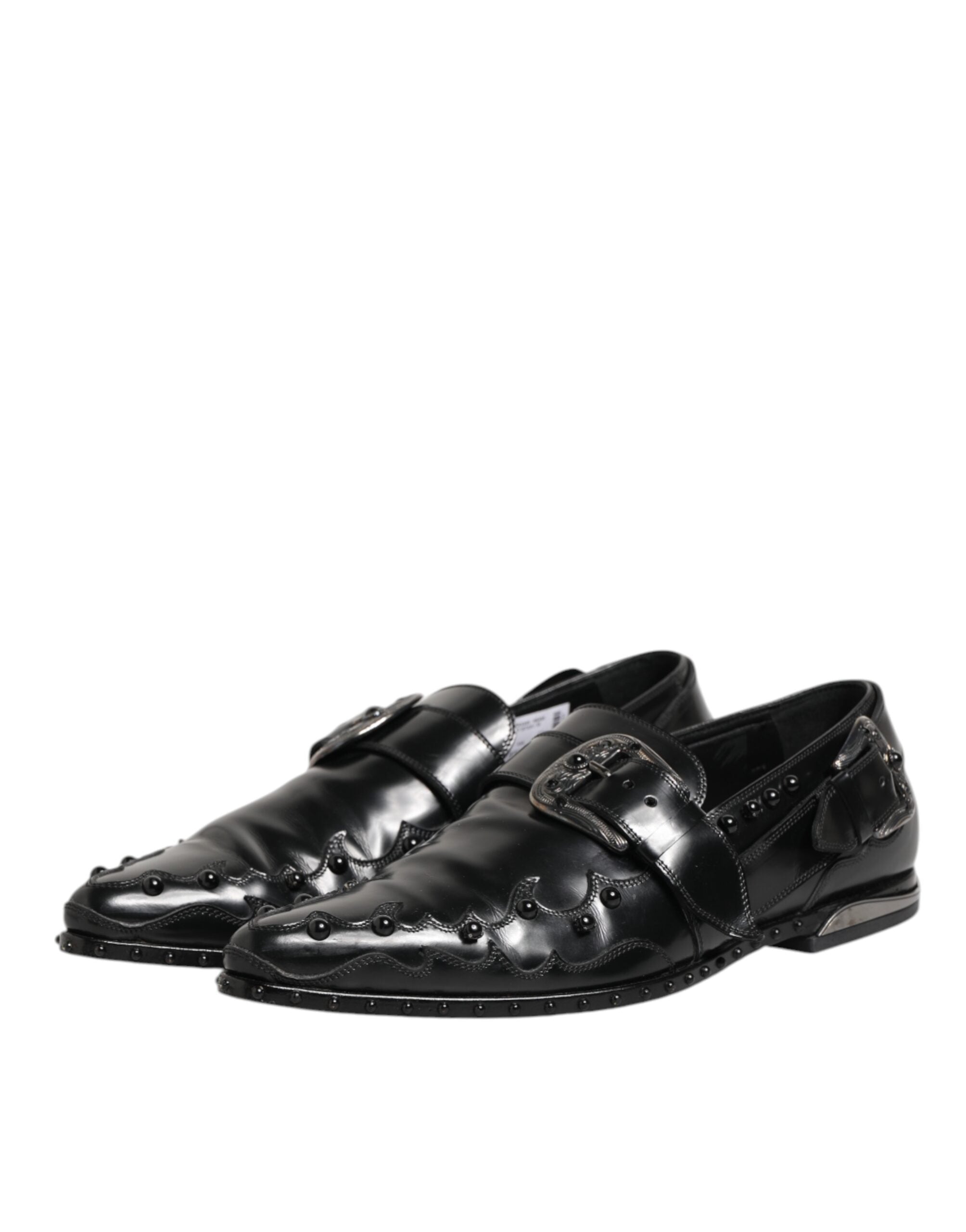 Dolce &amp; Gabbana Sorte Udsmykkede Kjolesko med Monk Strap