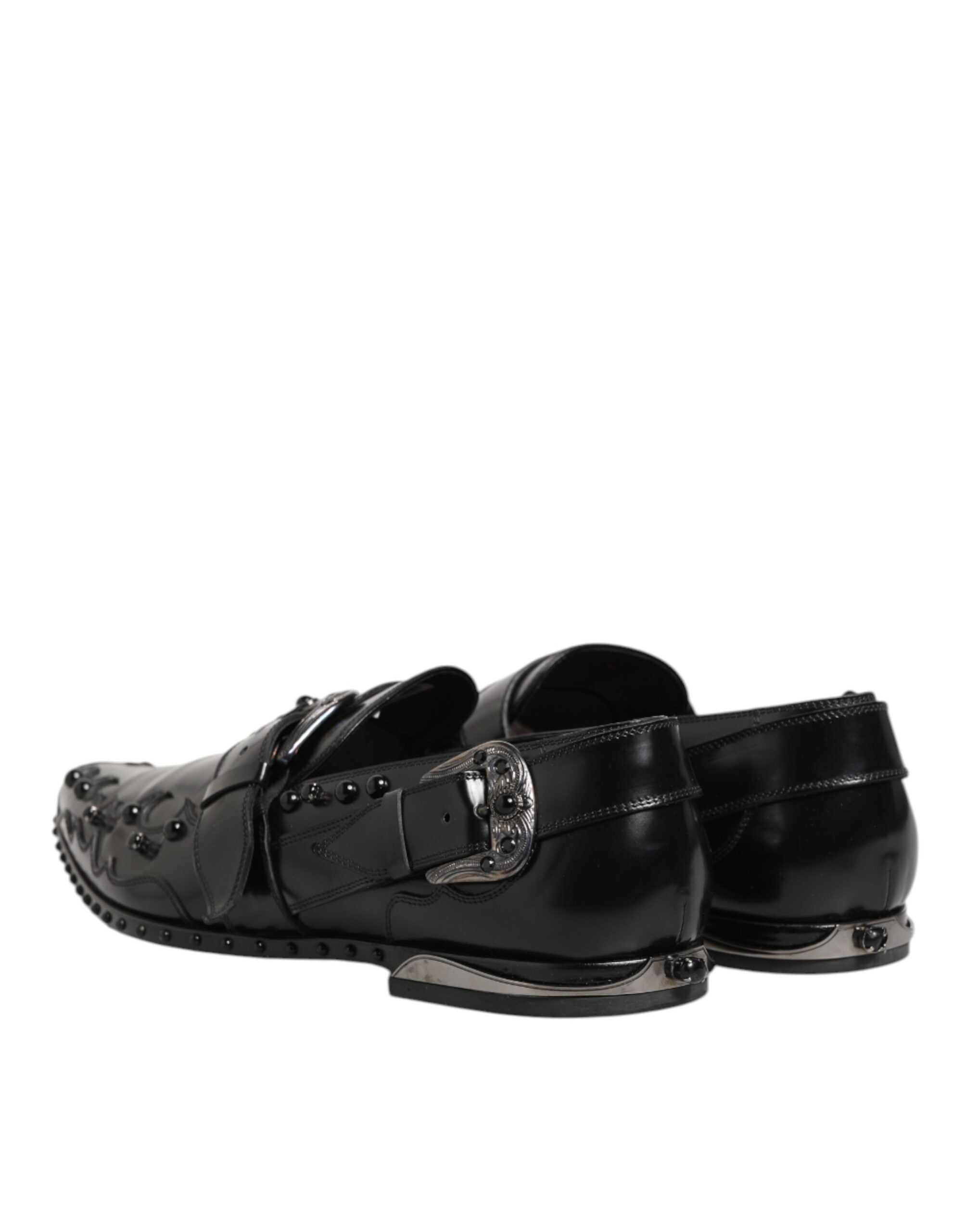 Dolce &amp; Gabbana Sorte Udsmykkede Kjolesko med Monk Strap
