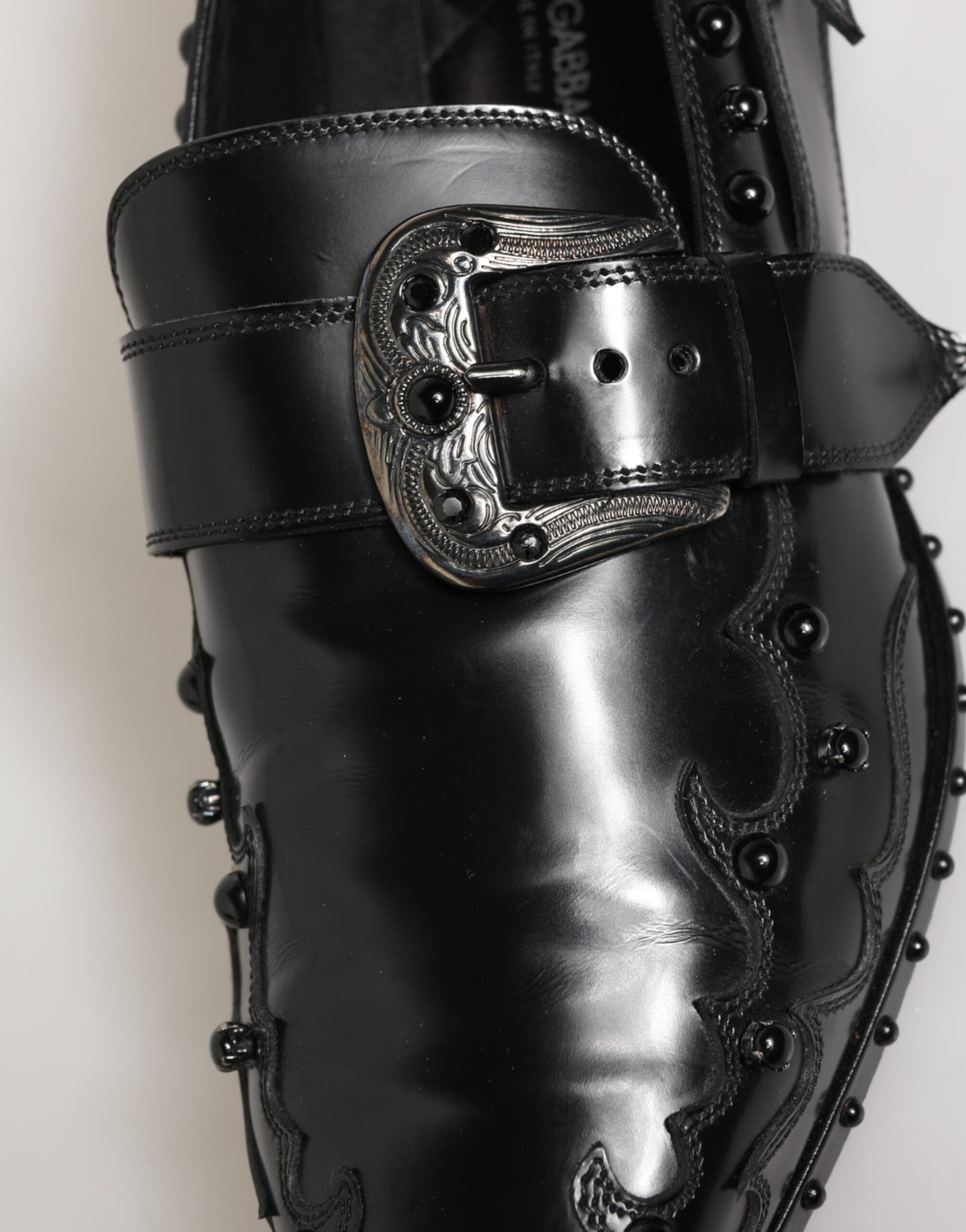 Dolce &amp; Gabbana Sorte Udsmykkede Kjolesko med Monk Strap