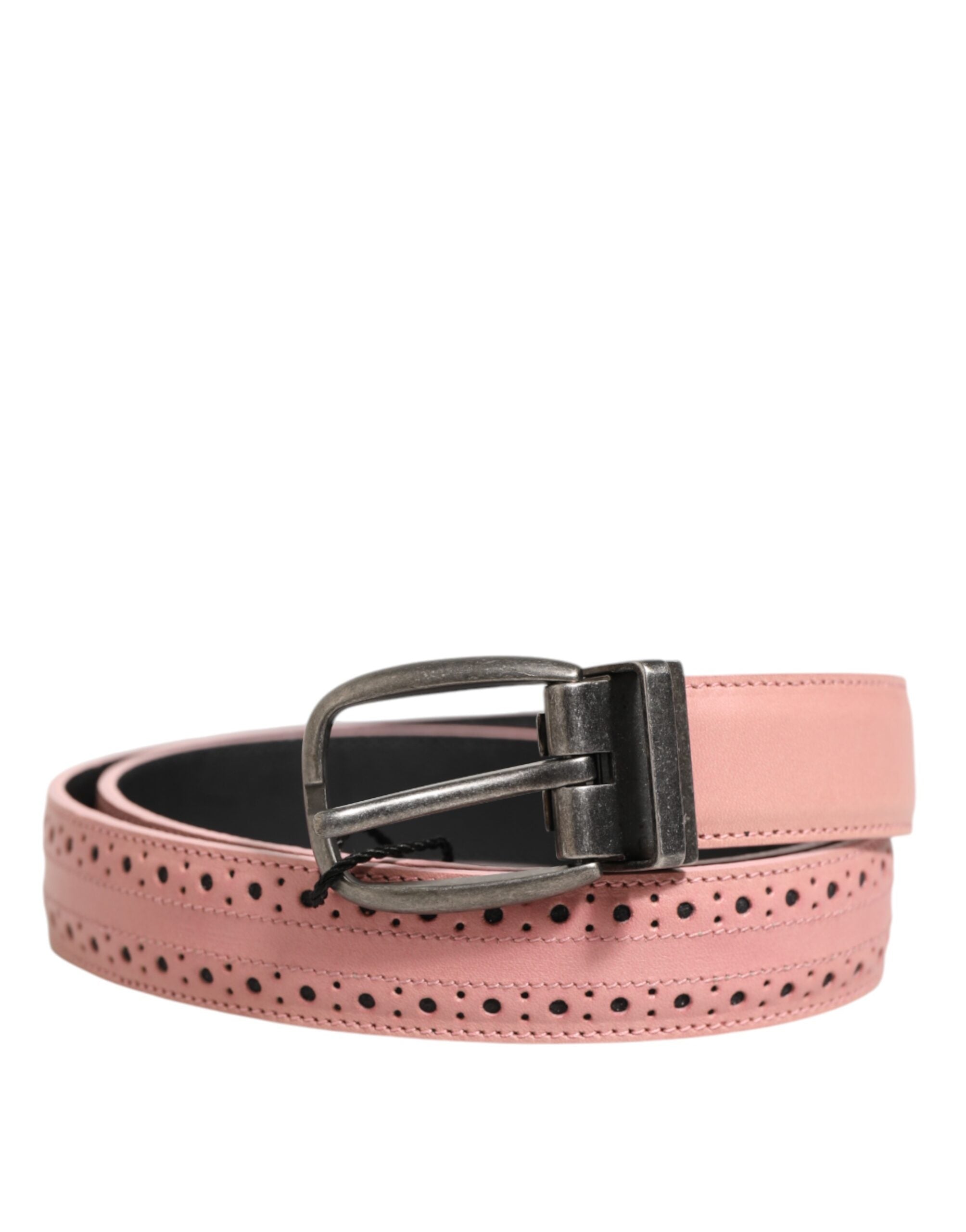 Dolce &amp; Gabbana Pink Læderbælte med Perforeret Detalje og Spænde